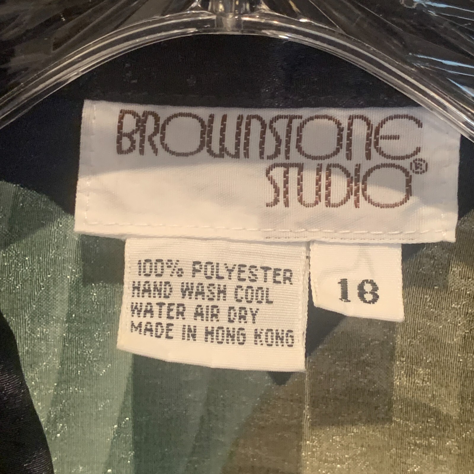 Brownstone Studio Womens Blouse 18 Vintage Hong Kong Silky Black Floral Button