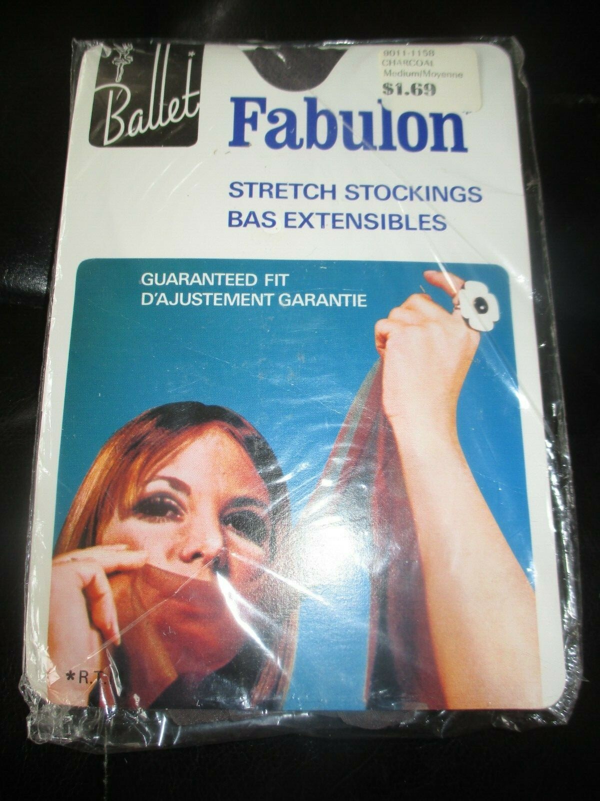 FABULON Vintage CHARCOAL Seamless Nylon STOCKINGS – 1970&rsquo;s – Size MED 9 1/2-10