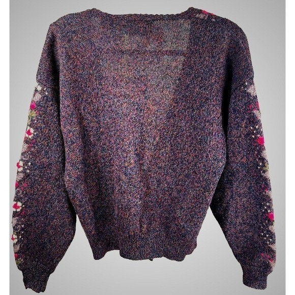 Vintage Components Susan Bristol Shetland Wool Floral Hand Embroidered Cardigan