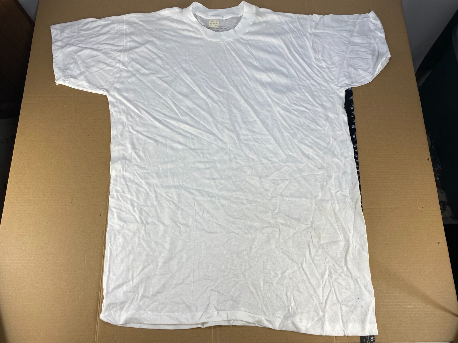 Vintage 60s 70s Vietnam War Era Stencil NOS Blank Plain White T Shirt Surf Skate