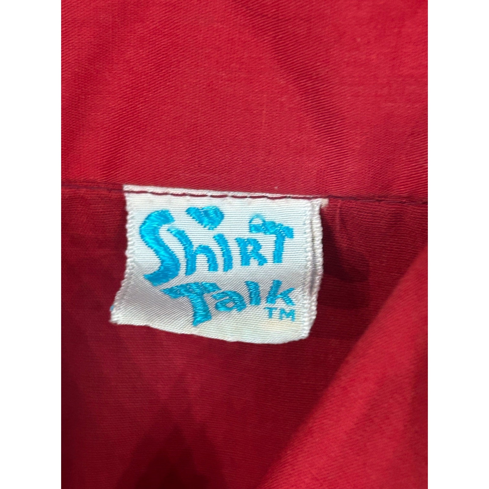 Vintage 60s Mod Dagger Collar Red Blouse Bishop Sleeve Button Front S ^