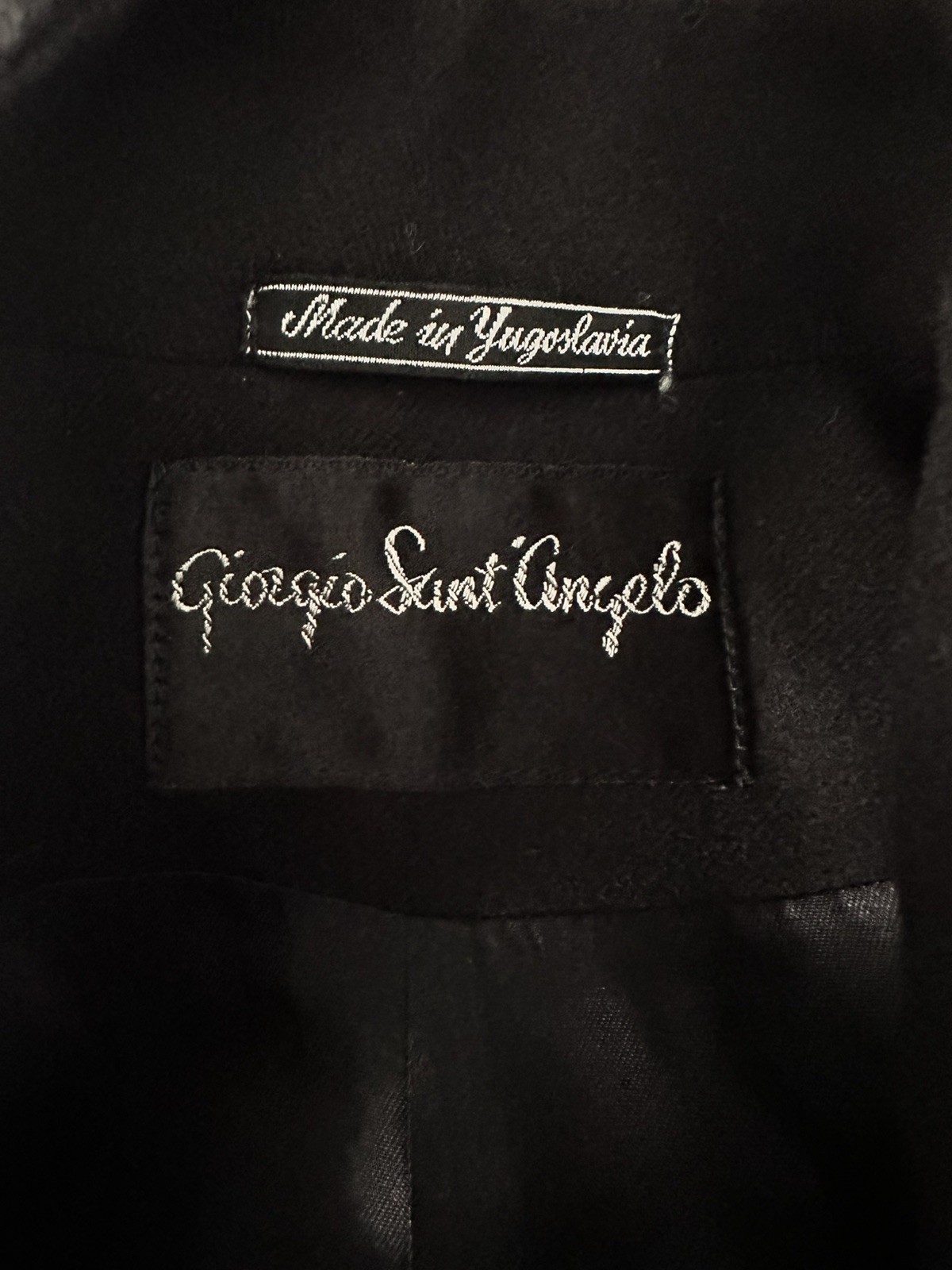 GIORGIO SANT ANGELO Vintage Cropped Black Wool Asymmetrical Lapel Blazer Sz M
