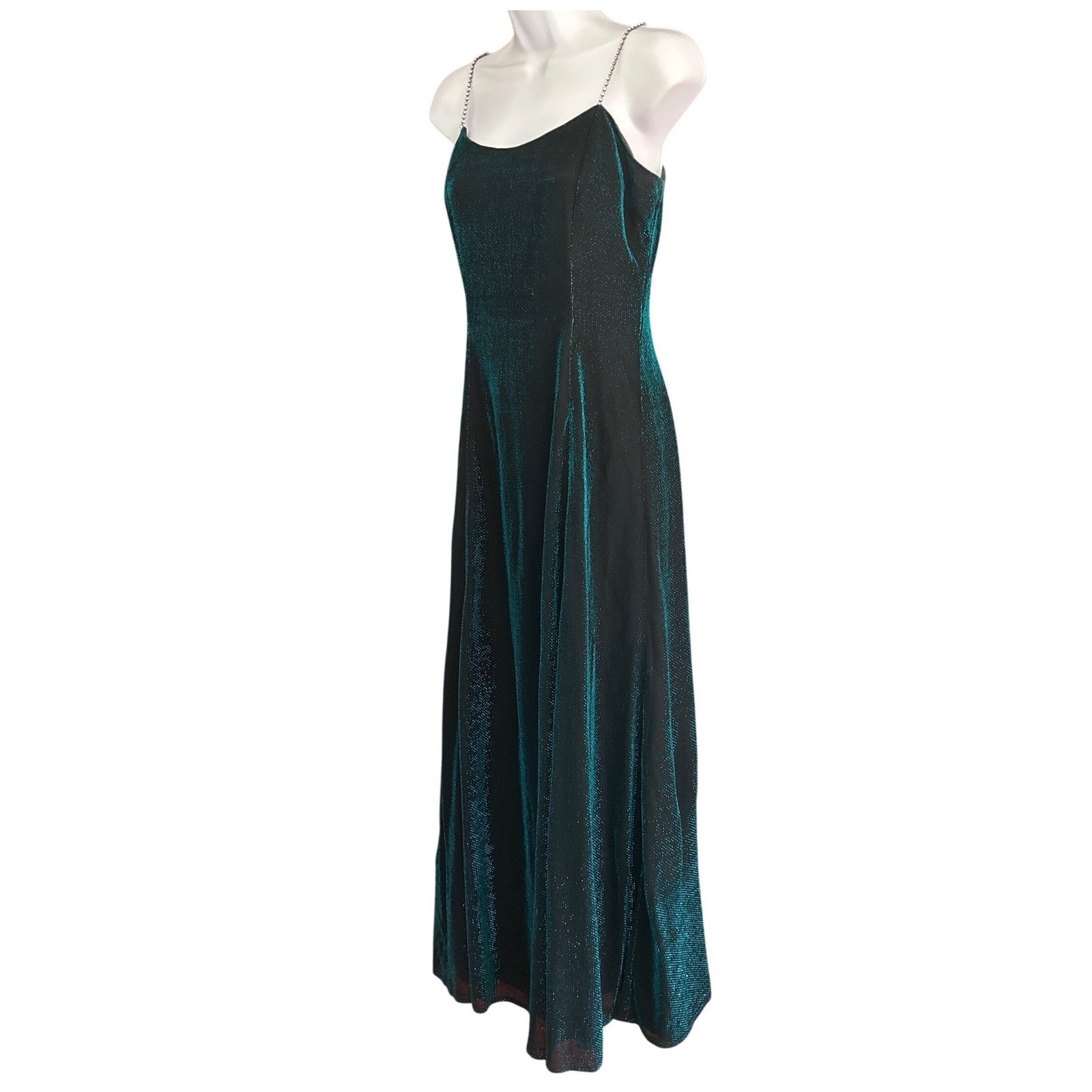 90s Scott McClintock Maxi Dress Shimmer Teal Green Grunge Prom Whimsigoth