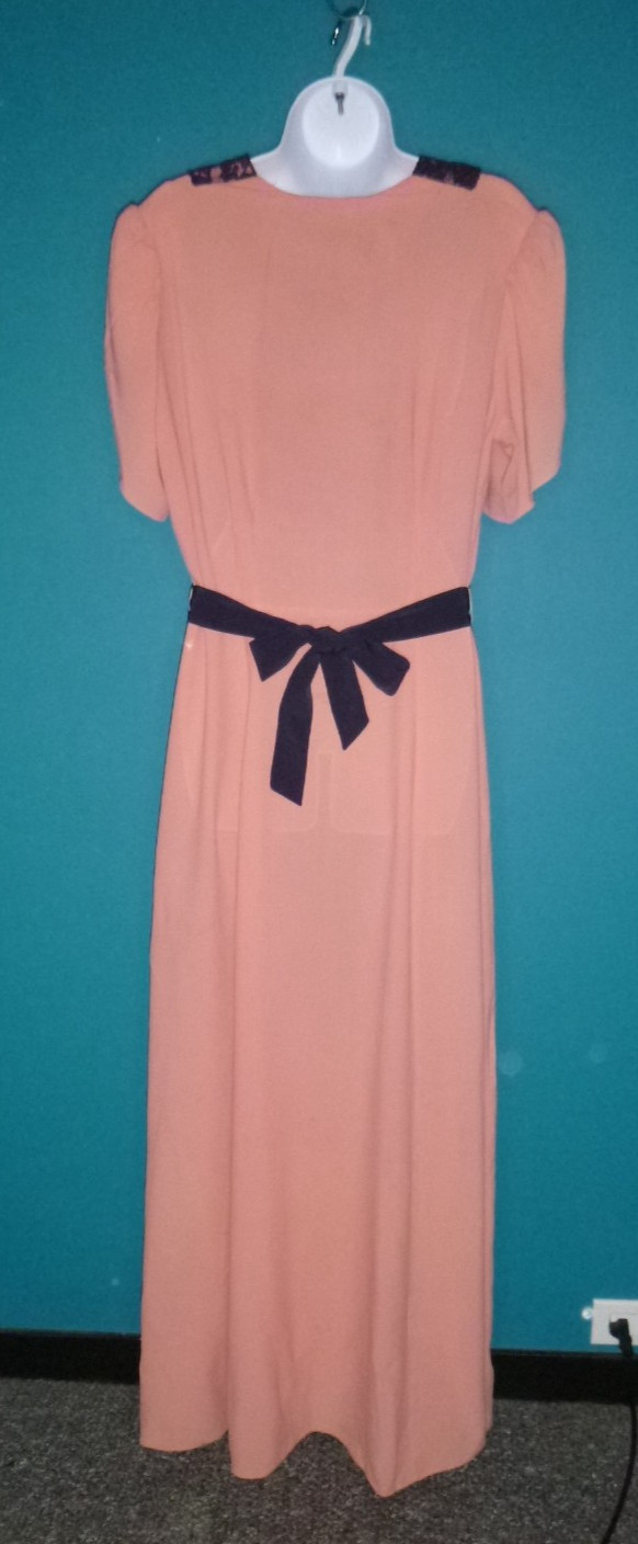 Vtg 1940s Andora New York Peach Rayon Evening Gown VOLUP Sz XL **TLC**
