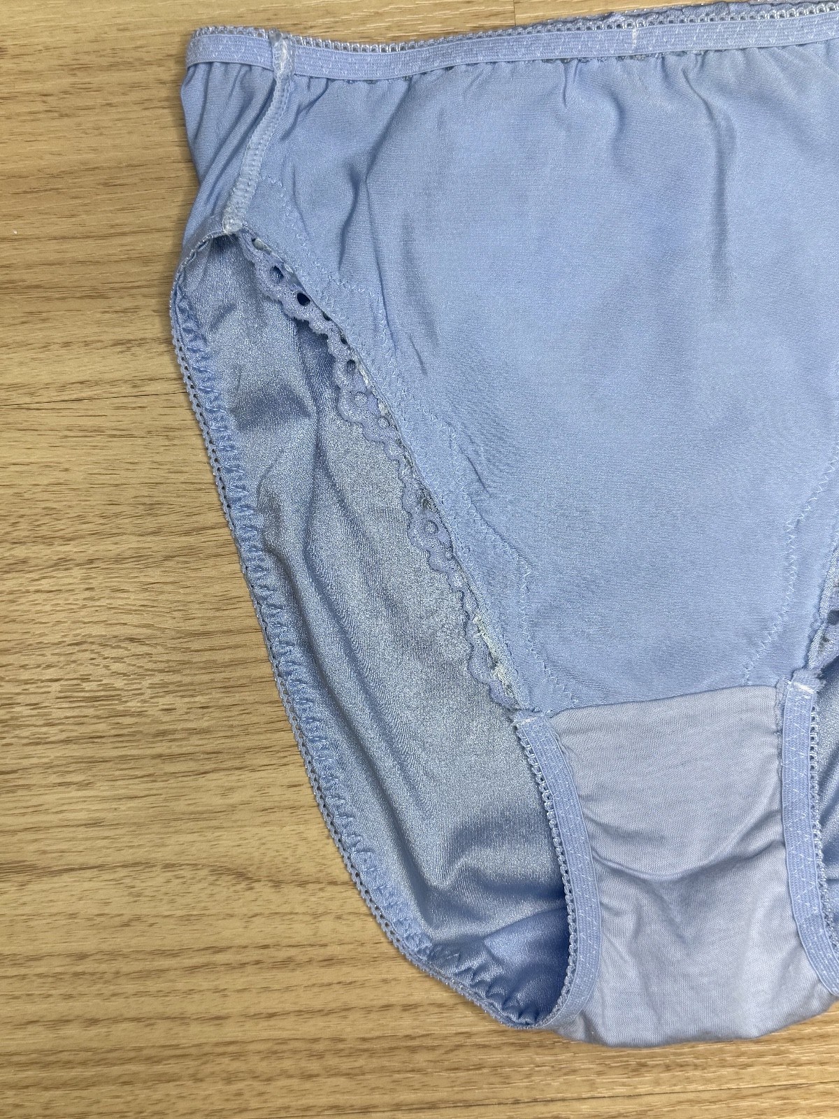 Vintage Powder Blue Nylon Panties High Waist Sissy Bikini Silky Lace Brief Sz.5