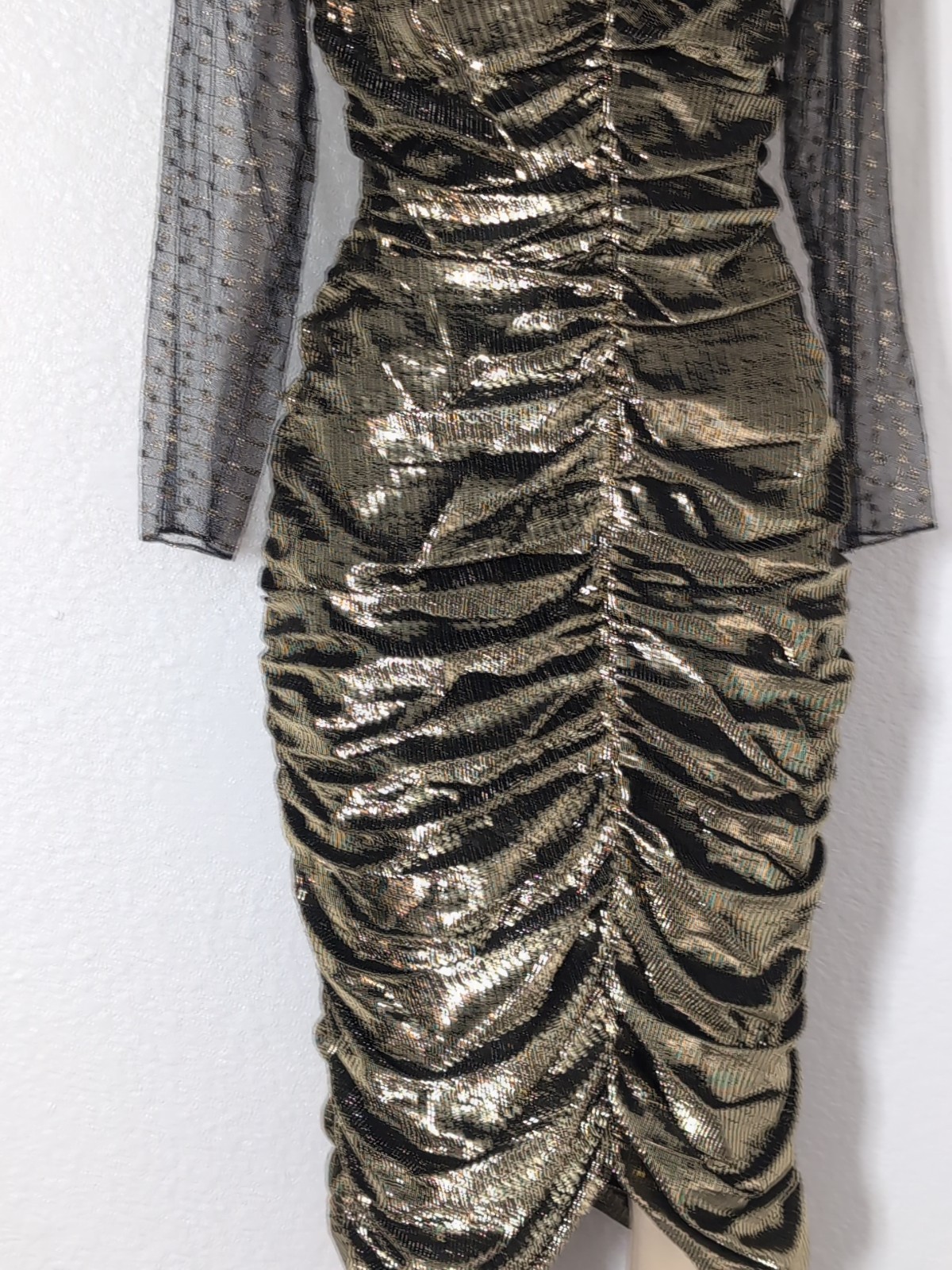 Vintage New Leaf By Samir Metallic Gold Mesh Shimmery Cocktail Party Dress 11/12