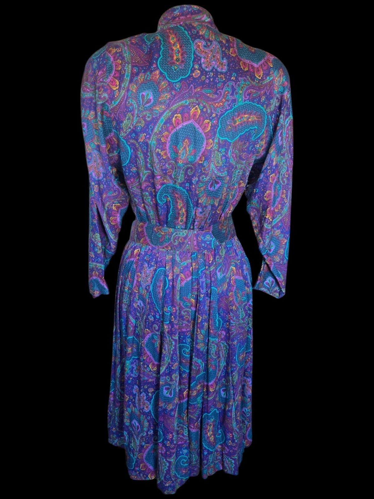 Vintage 80s Secretary Geek Long Sleeve Dress Sz 10