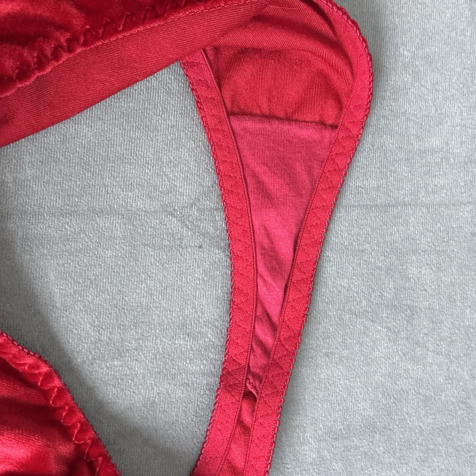 Vintage Red Velvet Thong Panties Size 7 Large NOS Hong Kong High Cut Lingerie