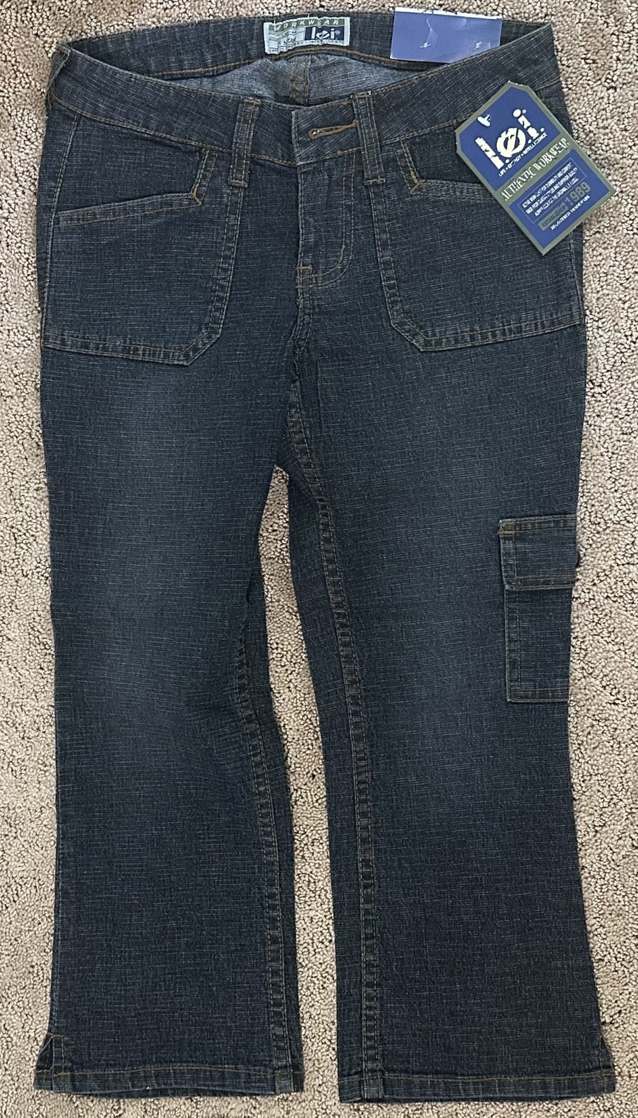 New NWT Vintage 90&rsquo;s Y2K 2000&rsquo;s L.E.I. LEI Cropped Cargo Capri Jeans Pants SZ 3