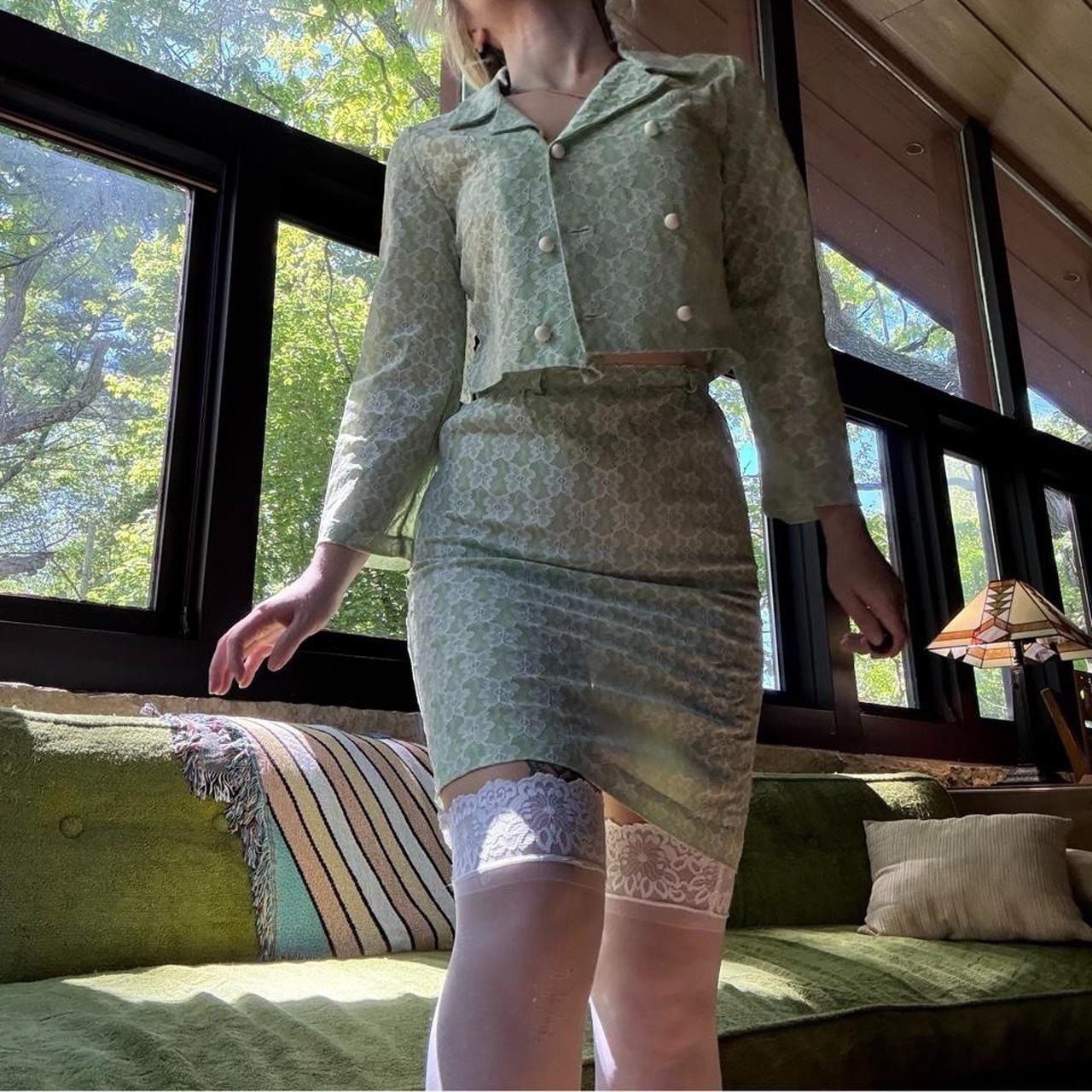 1960&rsquo;s Green Lace Suit Set