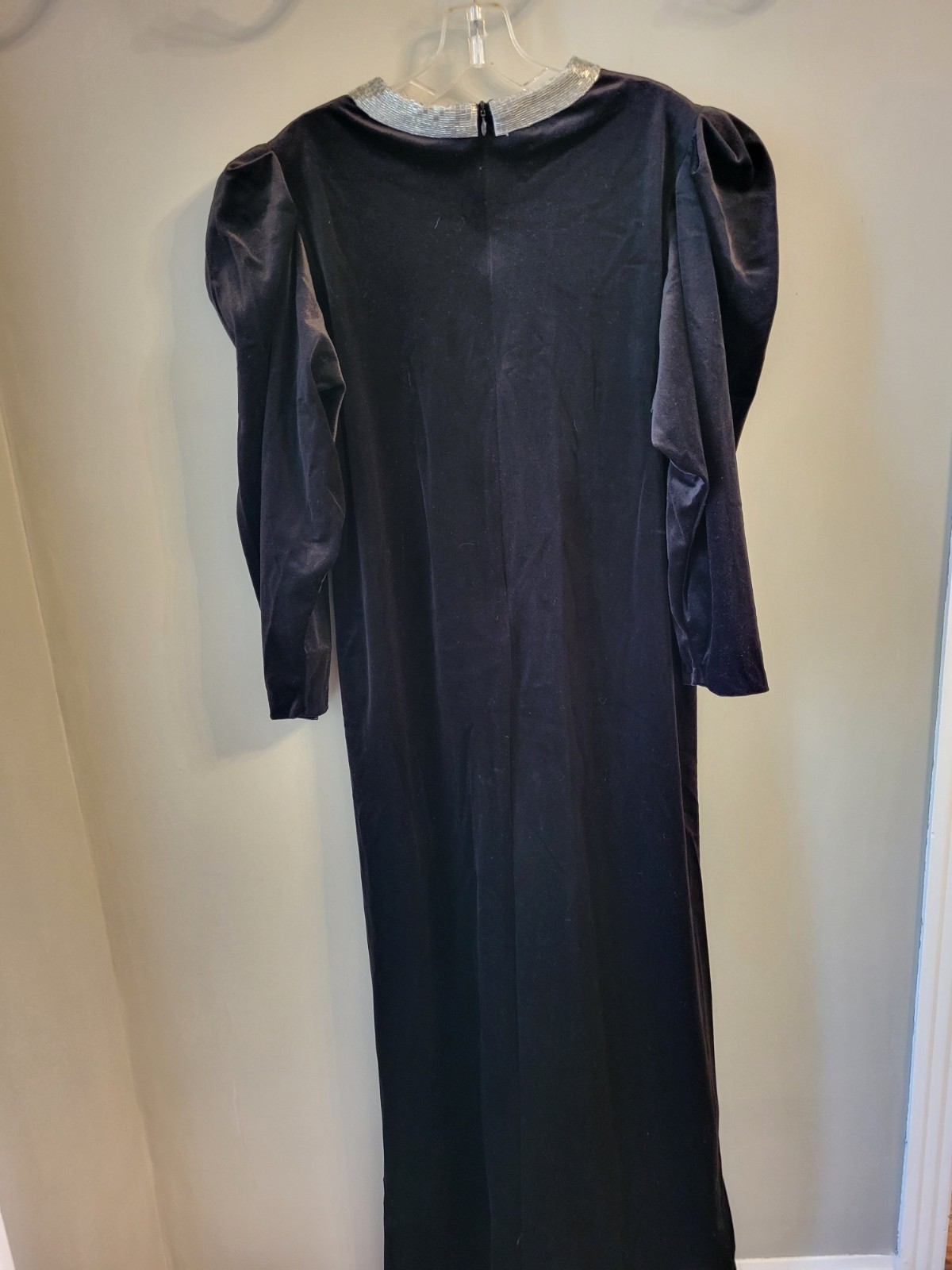 David Brown Vintage Black Velour Dress With Silver Sequined Neckline Medium