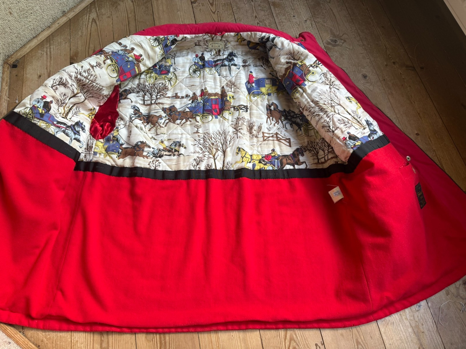 Vintage Antonette Haushofer Quilted Jacket Red Equestrian 44 46