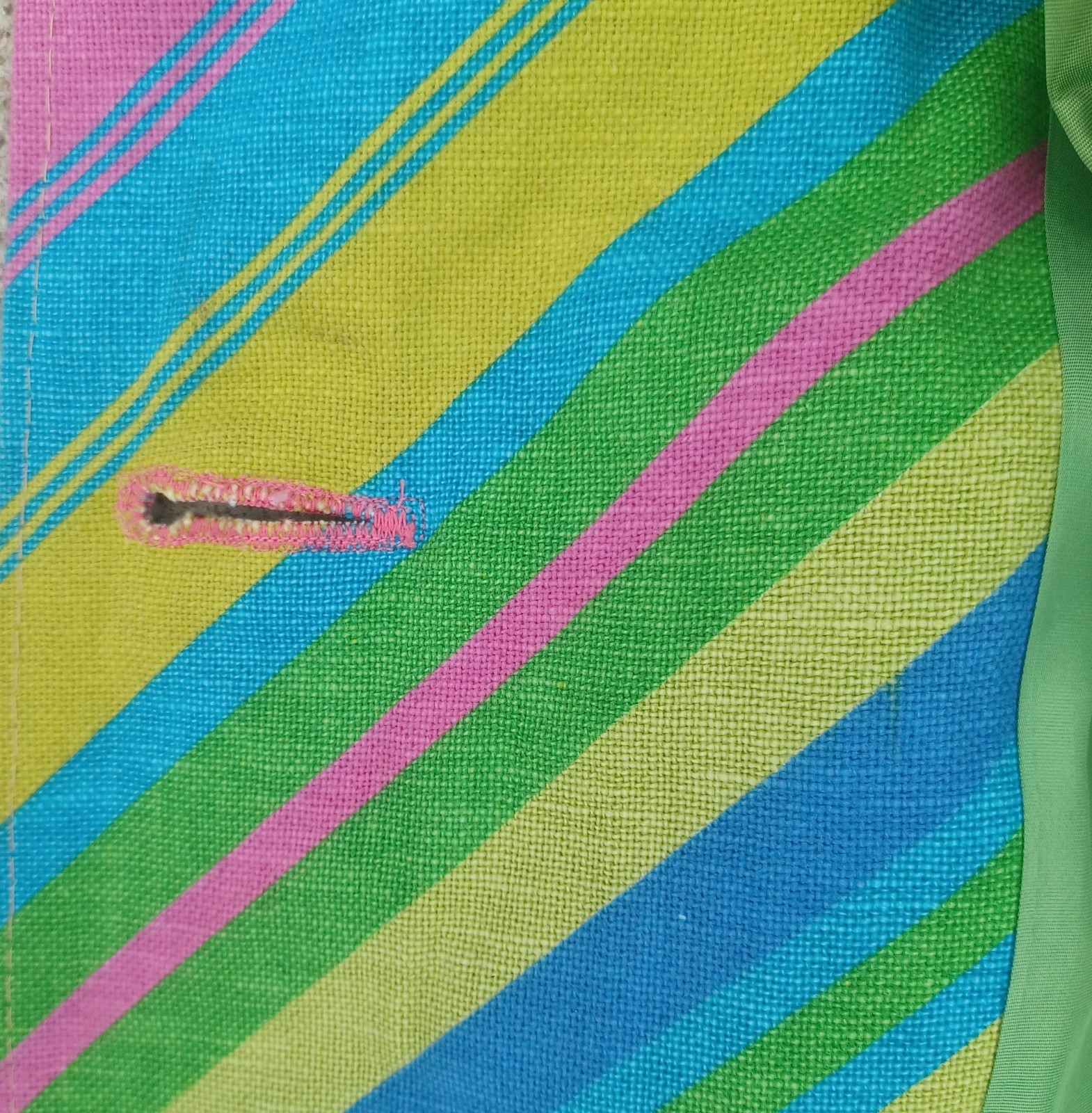 VTG 1960s Mod MCM Psychedelic Stripe jacket Coat ILGWU Union Made trench SZ S/M