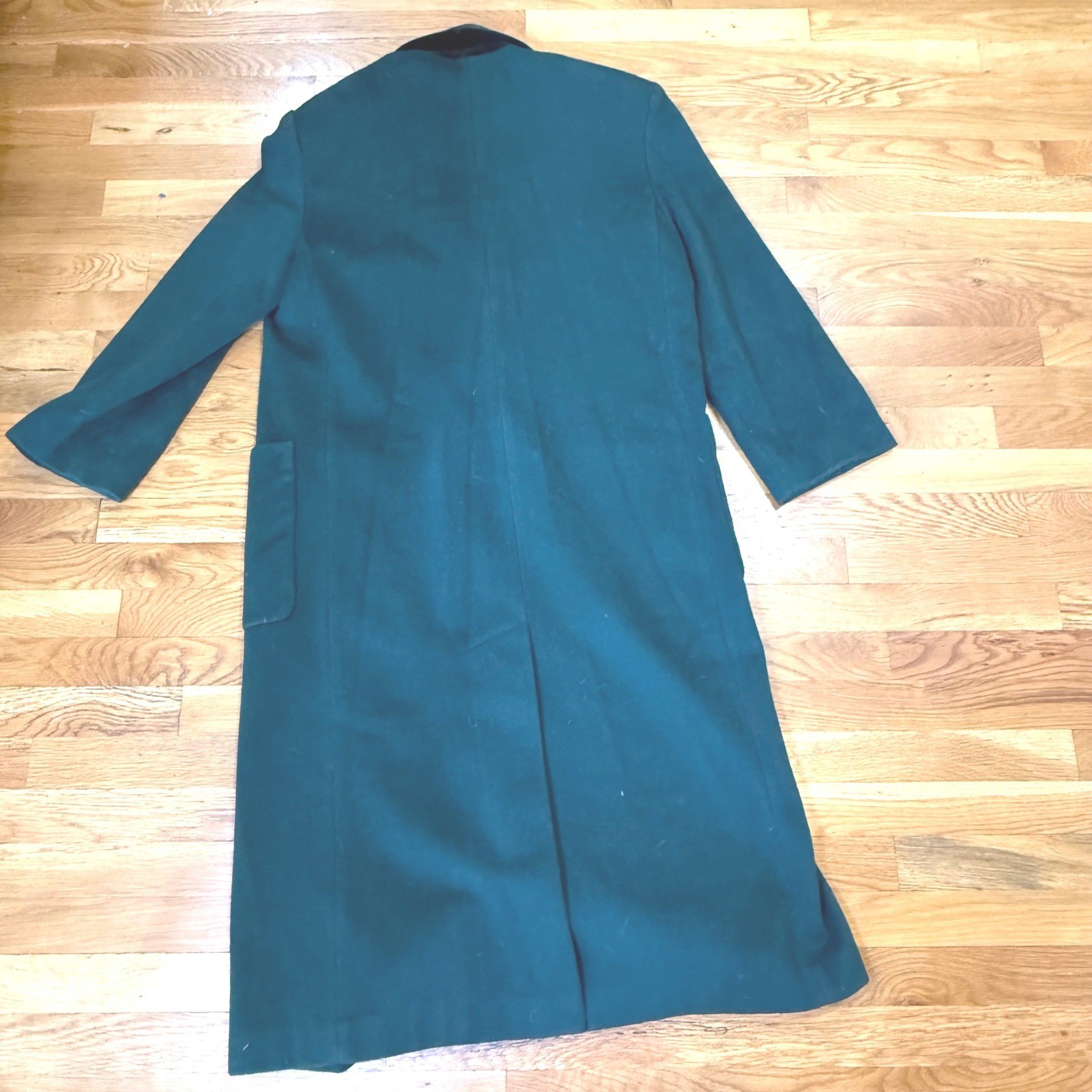 Vintage Billi by Billycoat Forest Green Wool Blend Double Breasted Long Coat USA