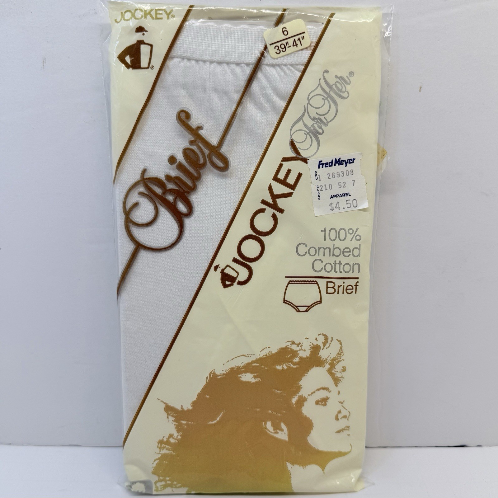 Vintage 1984 Jockey For Her Brief Panties White Size 6 NOS Sealed Cotton USA