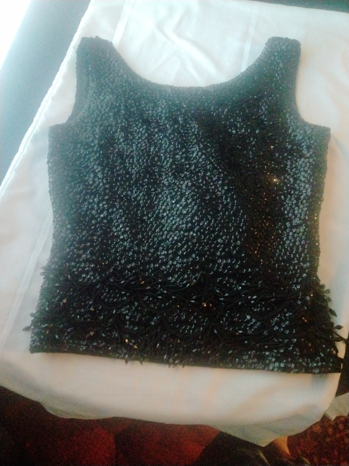 Antique 100% Virgin Wool Beaded Top From British Crown Colony Of Hong Kong