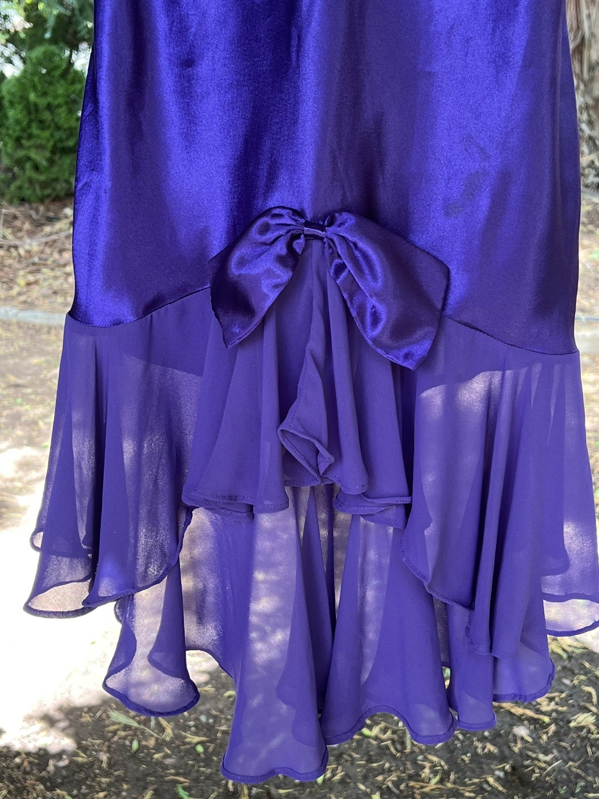 Vintage Val Mode Purple Satin Chiffon Chemise Slip Nightgown Babydoll Small