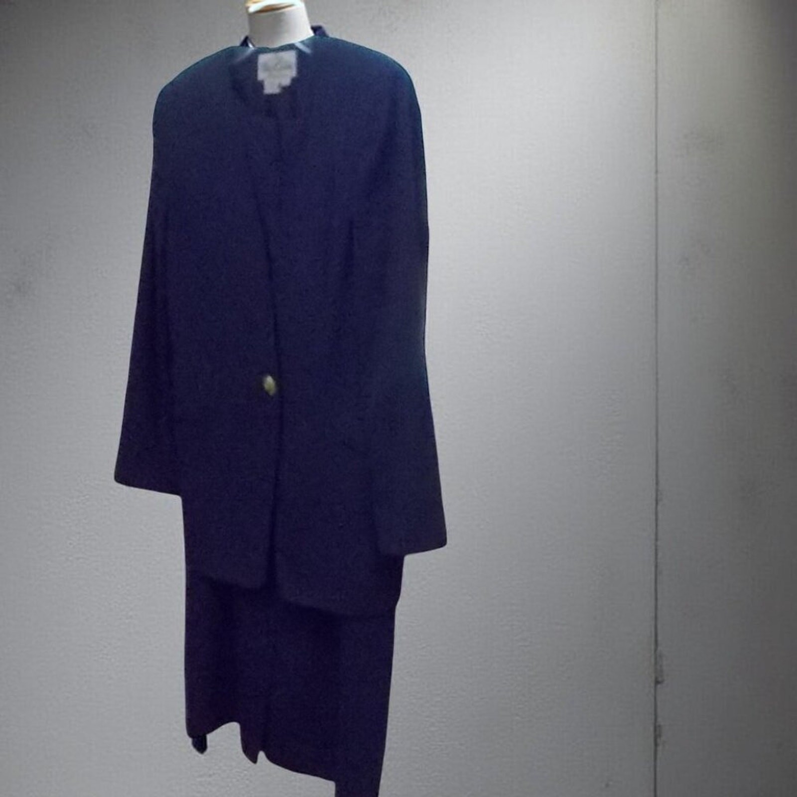 Oleg Cassini Vintage Navy Blue 2 Piece Skirt Suit Set Blazer Sheath Dress Sz 10
