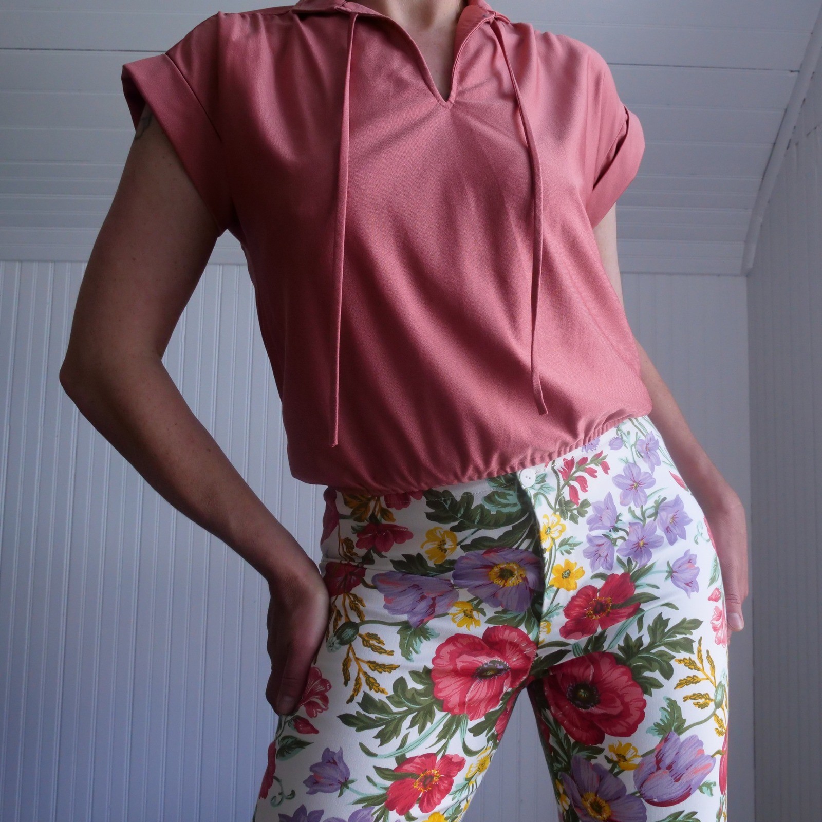 Vintage 1970s/80s Ship &lsquo;n Shore copper colored nylon crop top