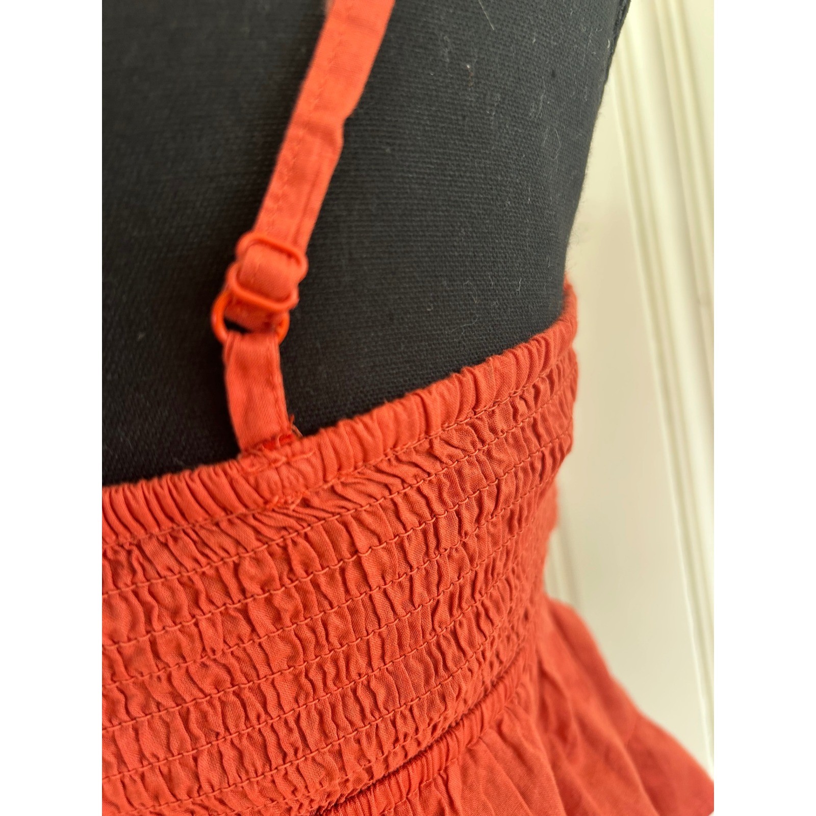 NWT! M Rust Crochet Ruffle Cropped Top Smock Boho Hippie Earth Festival Cottage