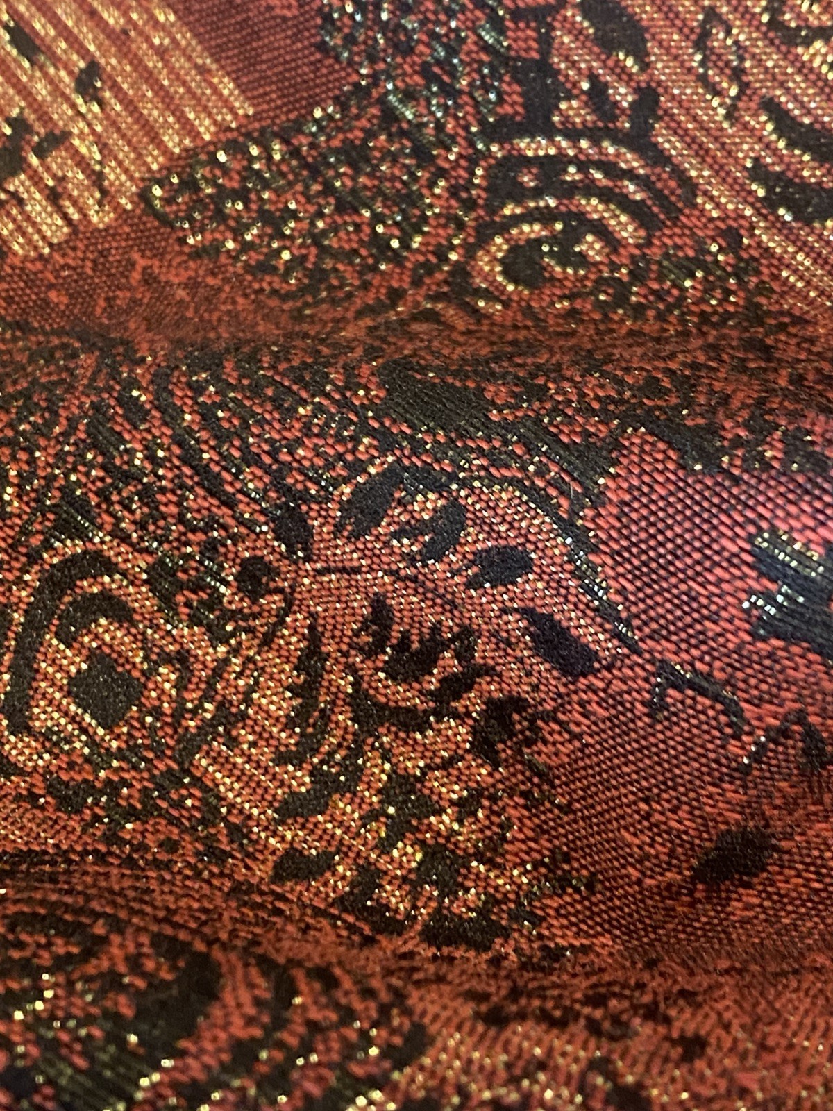 Coldwater Creek Red Orange Open Front Women&rsquo;s Tapestry Jacket Size XL Preowned