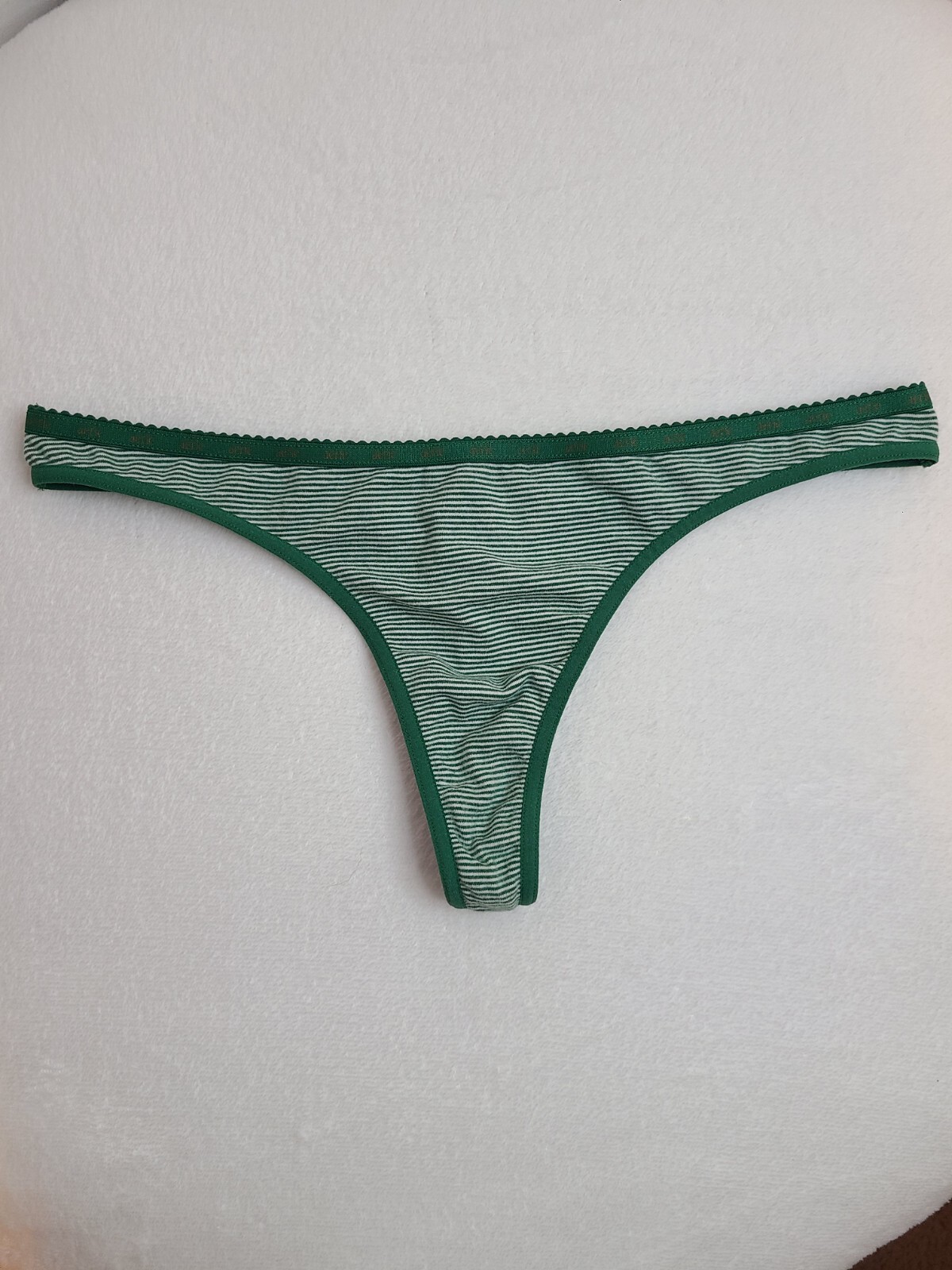 VTG Aerie Signature Cotton Picot Band Full Cut Thong Panty Size Lg