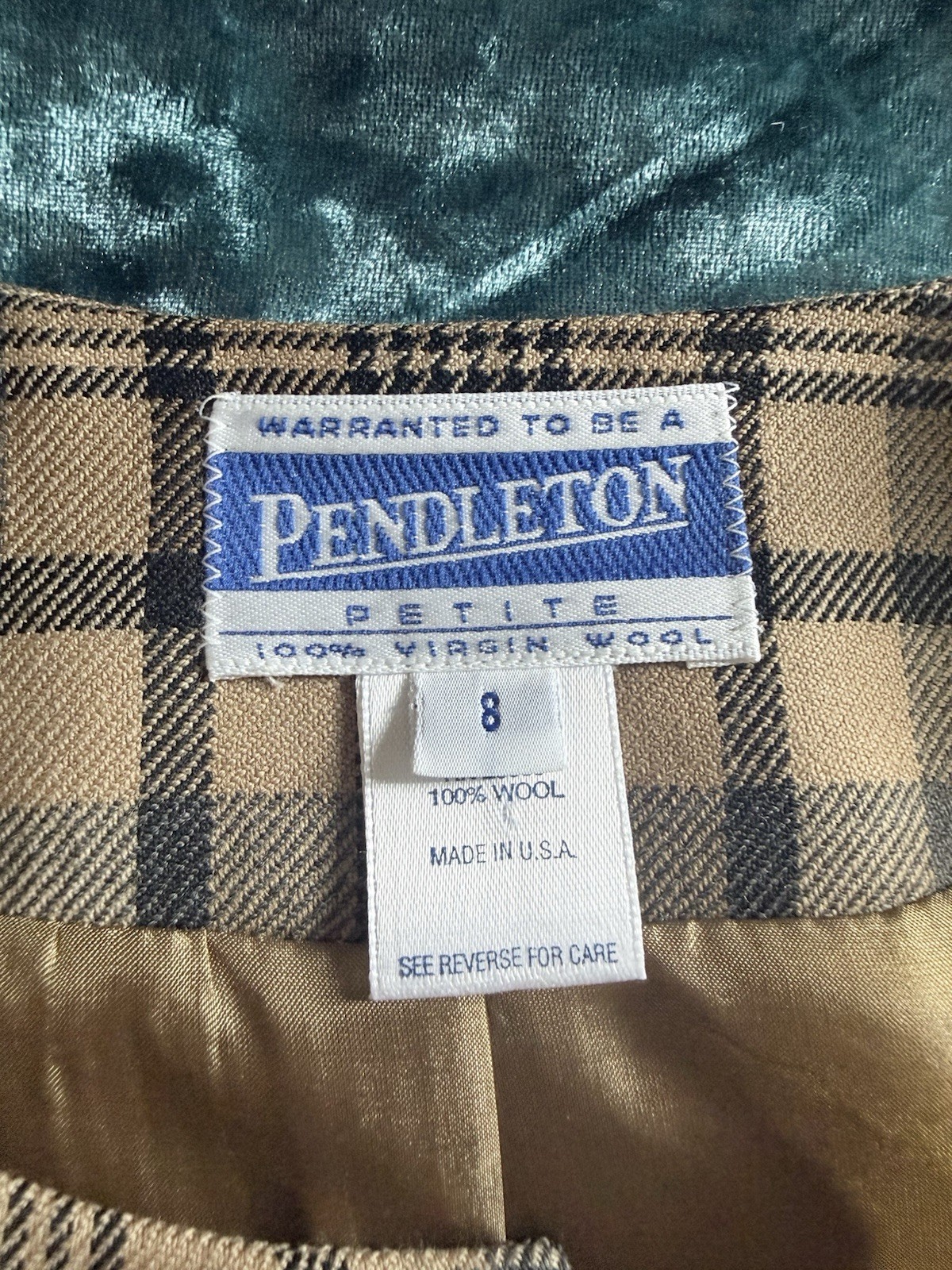 Pendleton Blazer Women’s Petite Vintage 90’s Plaid Brown/Tan Size 8P