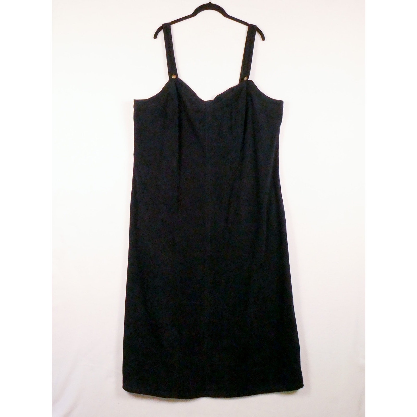 Vintage Carole Little Overall Maxi Dress Size 2X XXL Faux Suede Boho 80s Goth