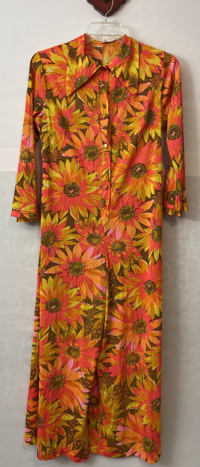 Vintage 1960s PINEHURST LINGERIE Womens Large Floral Hippie Jumpsuit! A5976