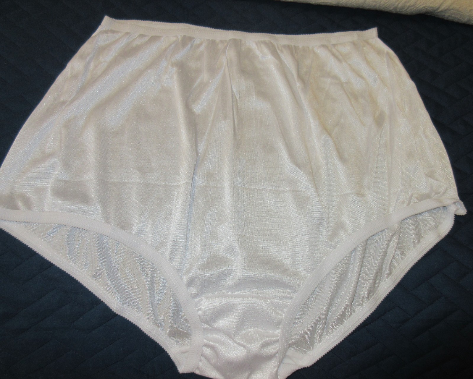 NATIONAL WHITE glossy nylon w/ lined crotch brief style panties 11 / 4XL NEW