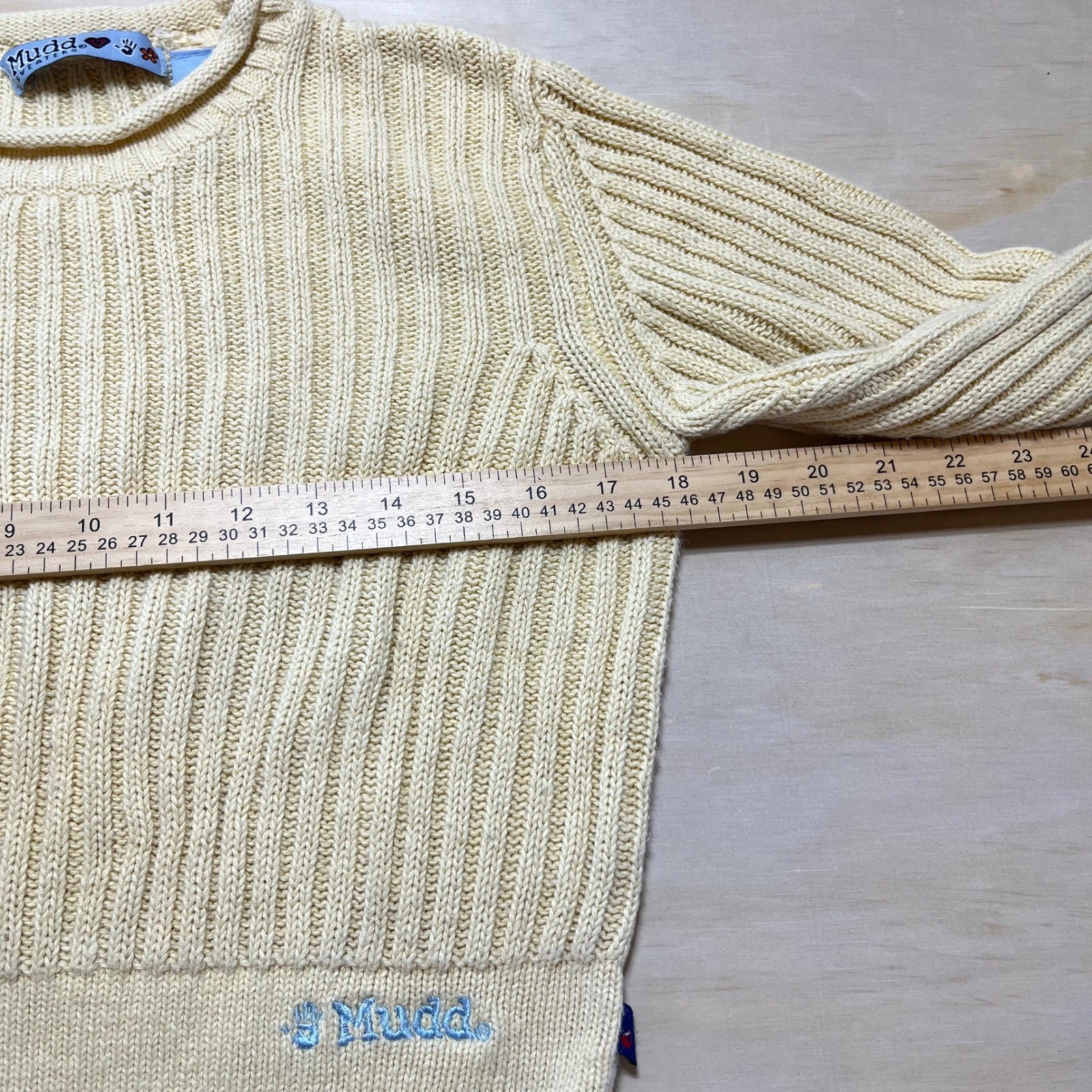 Vintage Mudd Ribbed Knit Sweater Womens Large Yellow Ramie Cotton Y2K Pullover