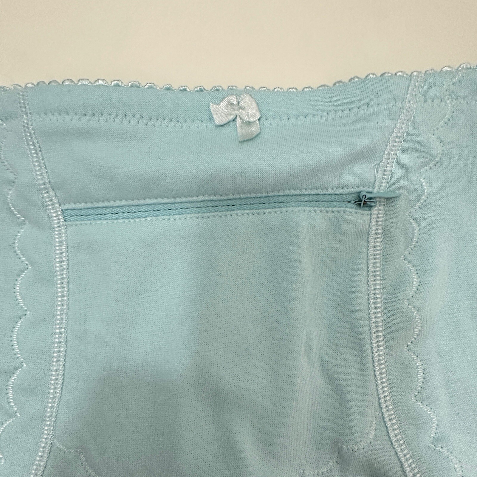 Vintage Ann Marie Panty Brief M High Waist Aqua Blue Ruffle Leg Secret Zipper