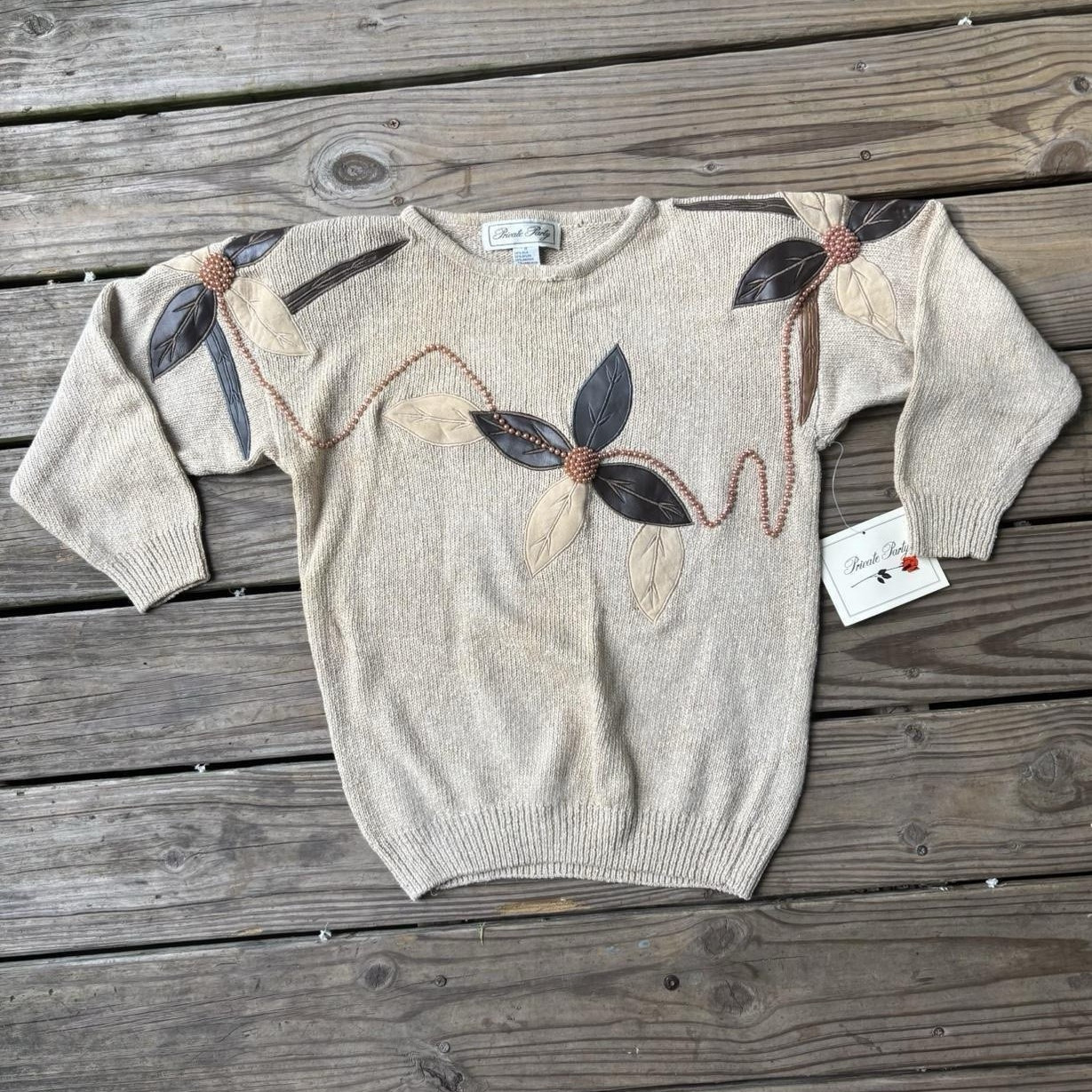VTG “Private Party” Embellished Beaded Silk/Angora Sweater -NWT