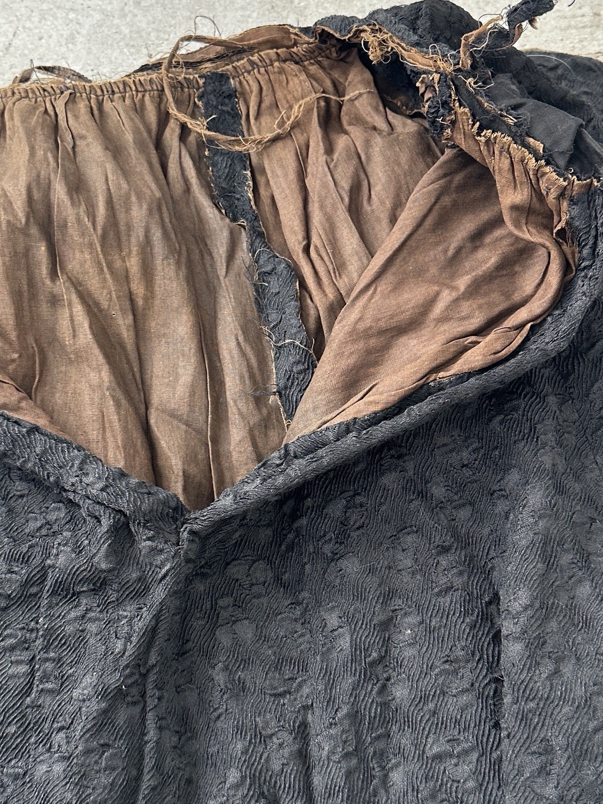 Antique Edwardian Mourning Era Textured Walking Skirt As Is