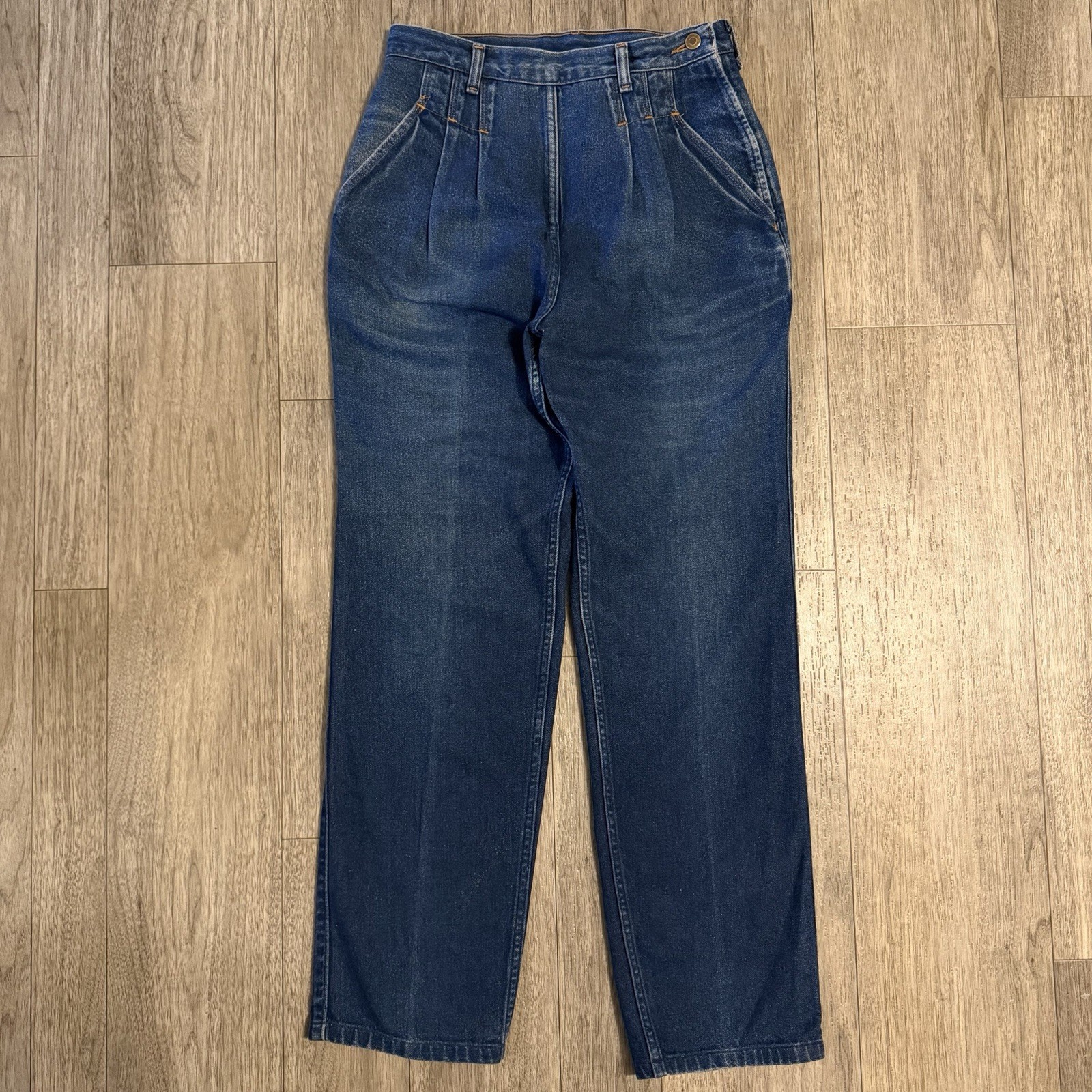 Vintage 70s Side Zip Denim Wrangler Jeans Womens Sz 18 High Waist Bareback 30×31