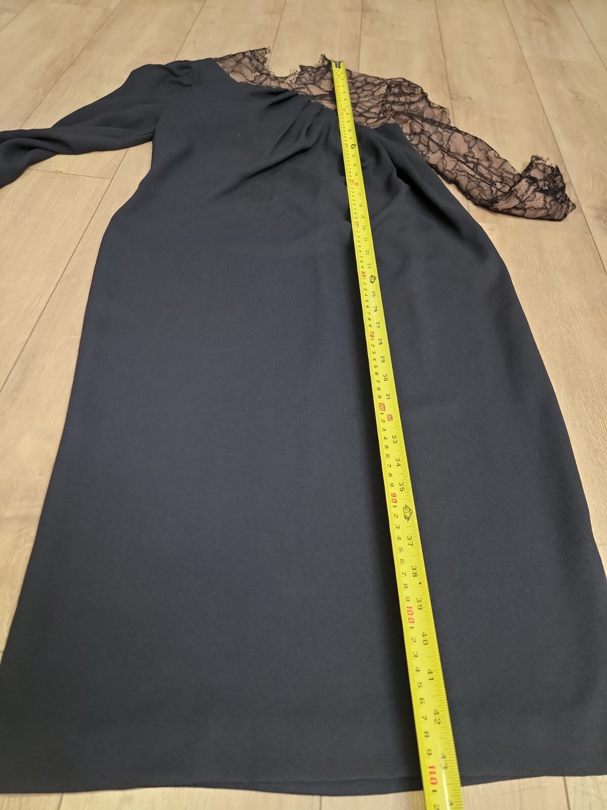 VTG BILL BLASS COLLECTION III Black Cocktail Dress/One Shoulder Lace/Knee Lengt