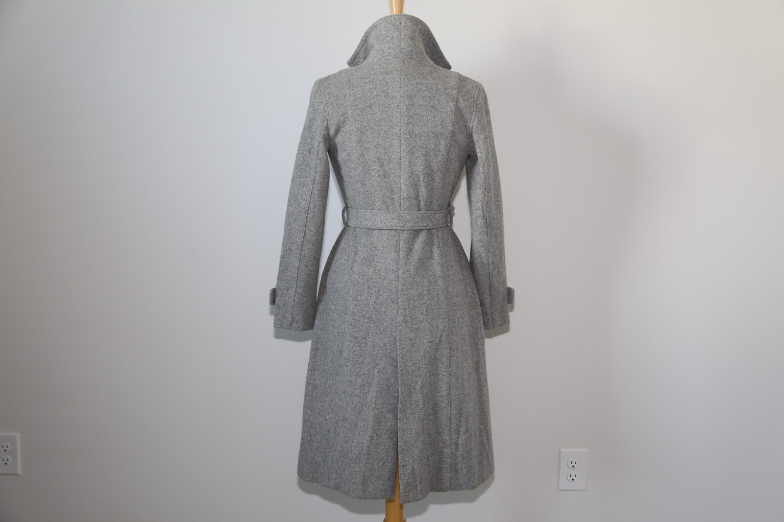 Barely Worn vintage wool cashmere blend long belted trench coat Japan made gray