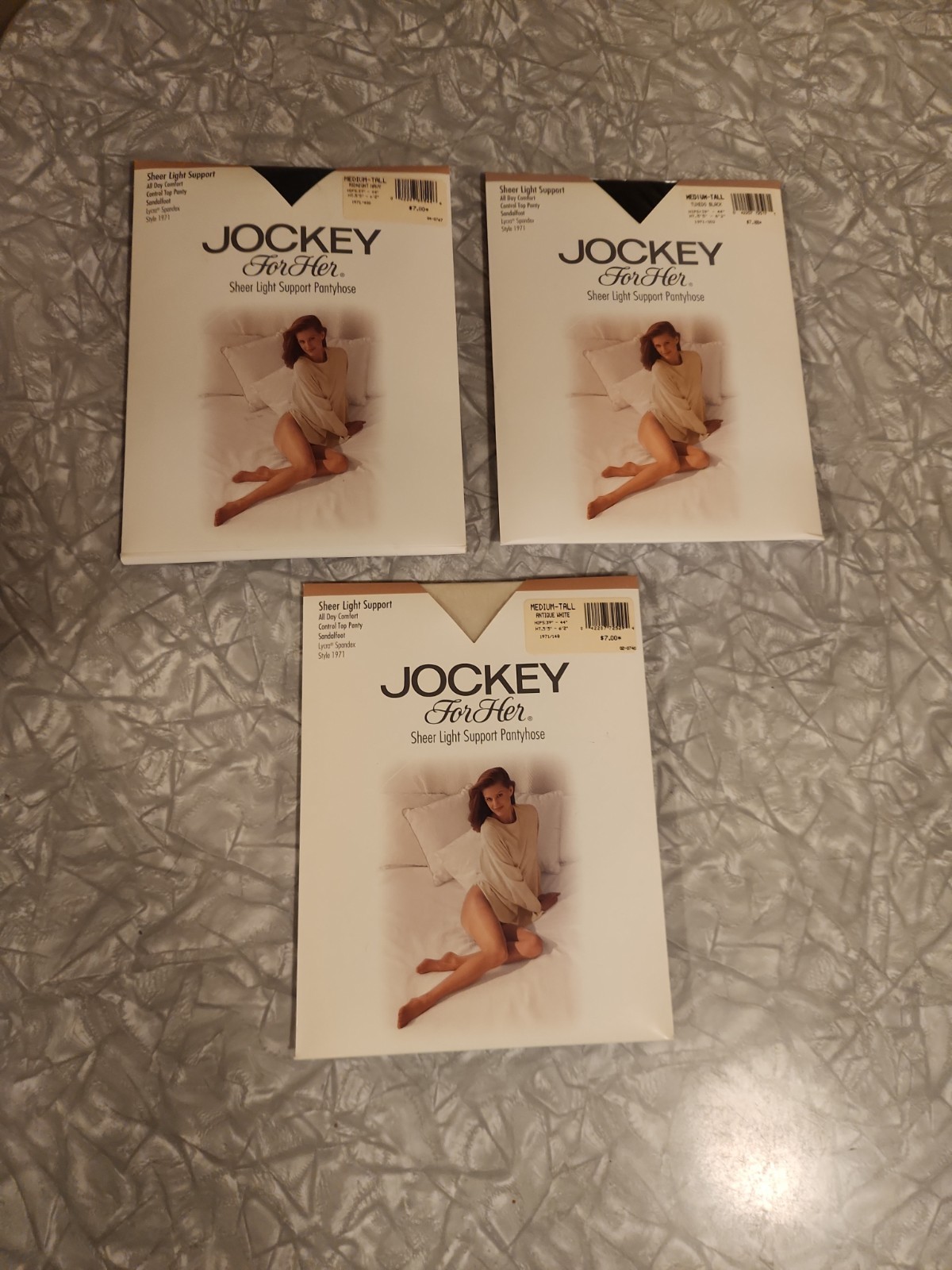 VTG 3 Pairs Jockey For Her Pantyhose Medium Tall NIP. 2 Black, 1 White