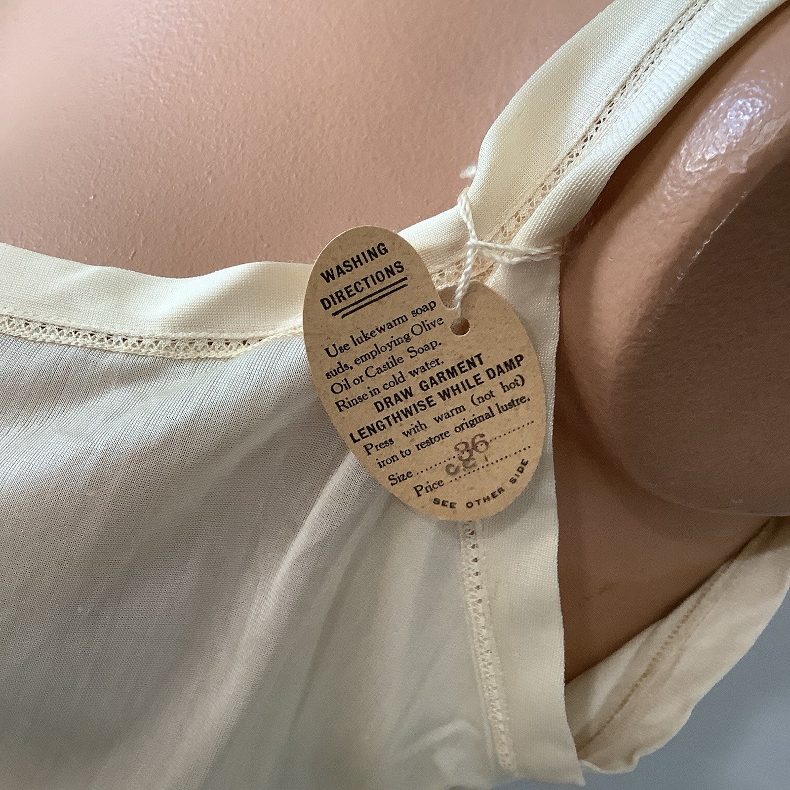 Antique 1920’s 100% Silk Tunic Style Slip or Long Camisole Mint W/ Original Tag