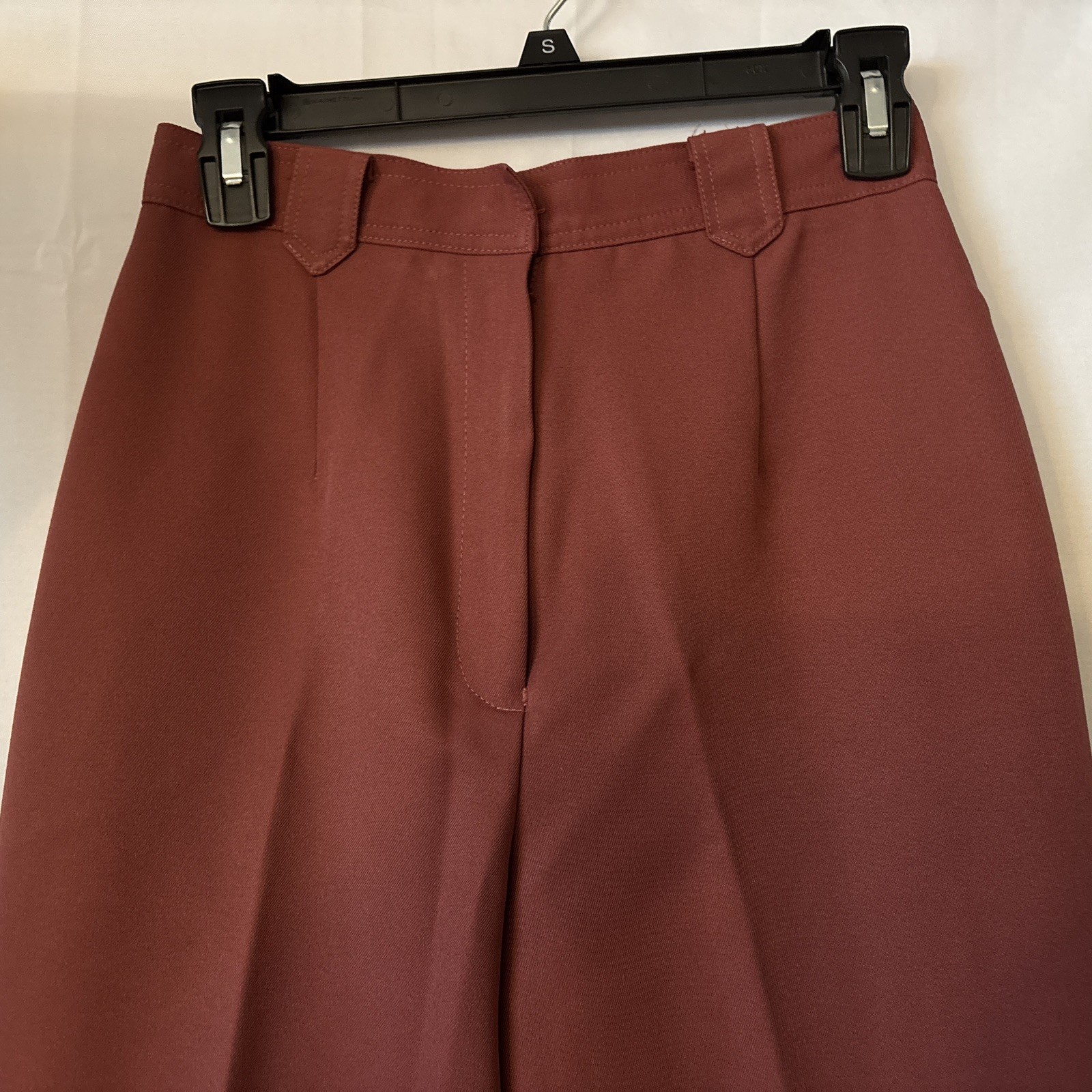 Vintage Ladies Kmart Polyester 70s Rust Color Zip Slacks Wide Leg Pants 26×29.5
