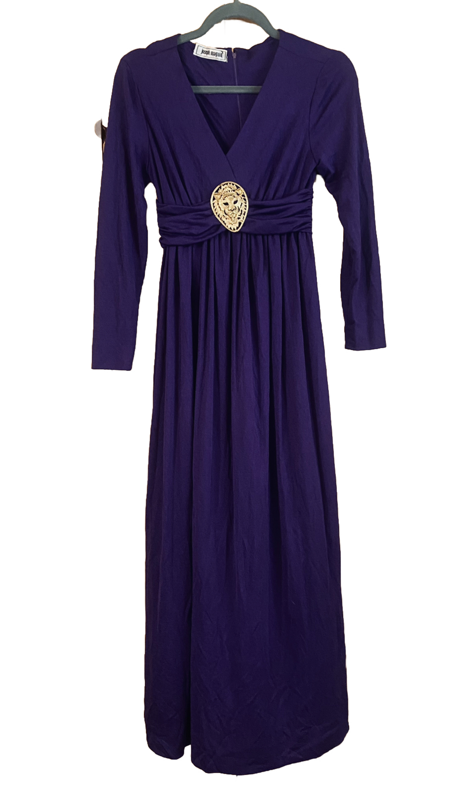 VTG 1970s Lion Purple Empire Waist Maxi Dress Joseph Magnin NWOT 3XS 30/24