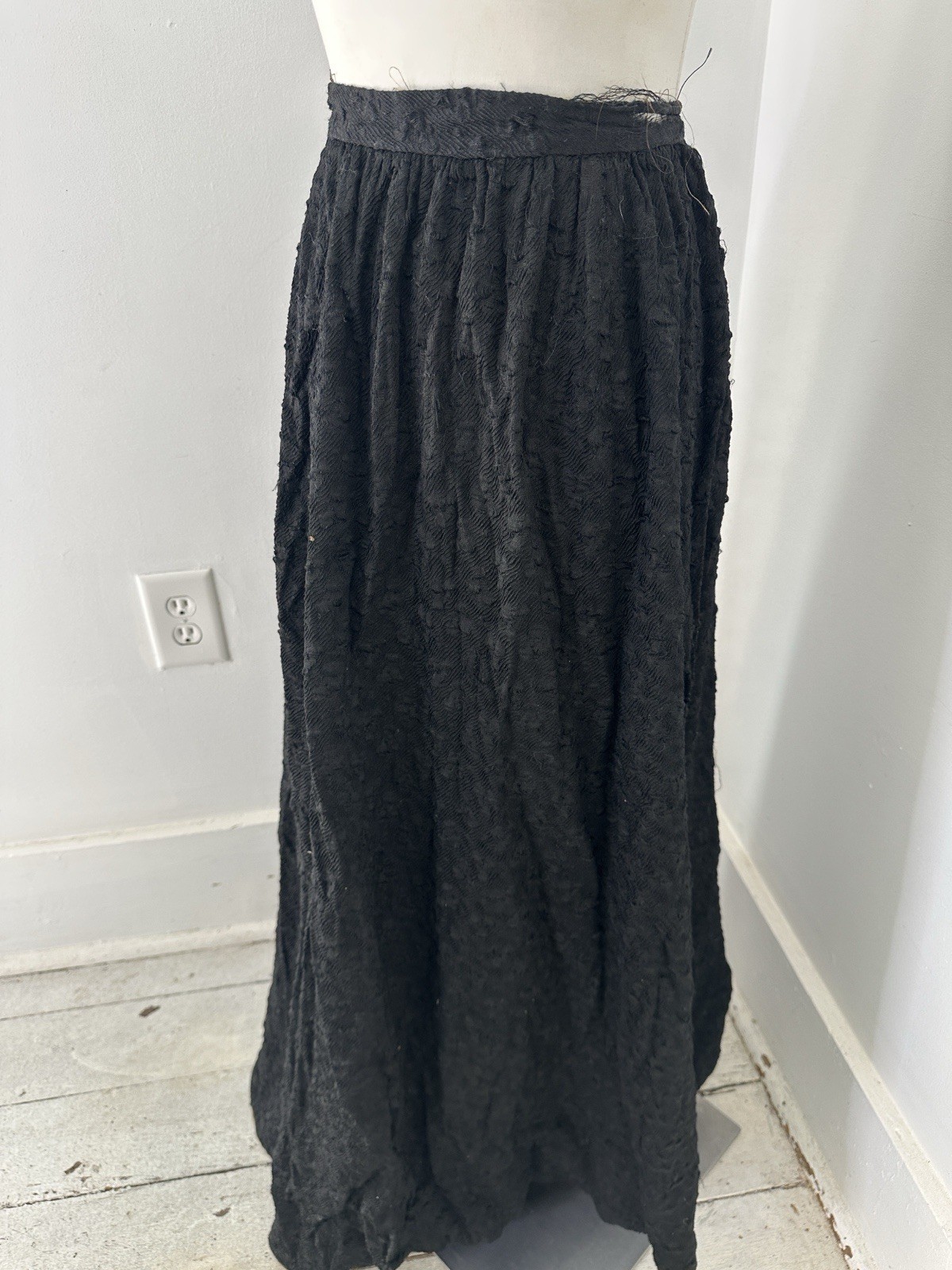 Antique Edwardian Mourning Era Textured Walking Skirt As Is