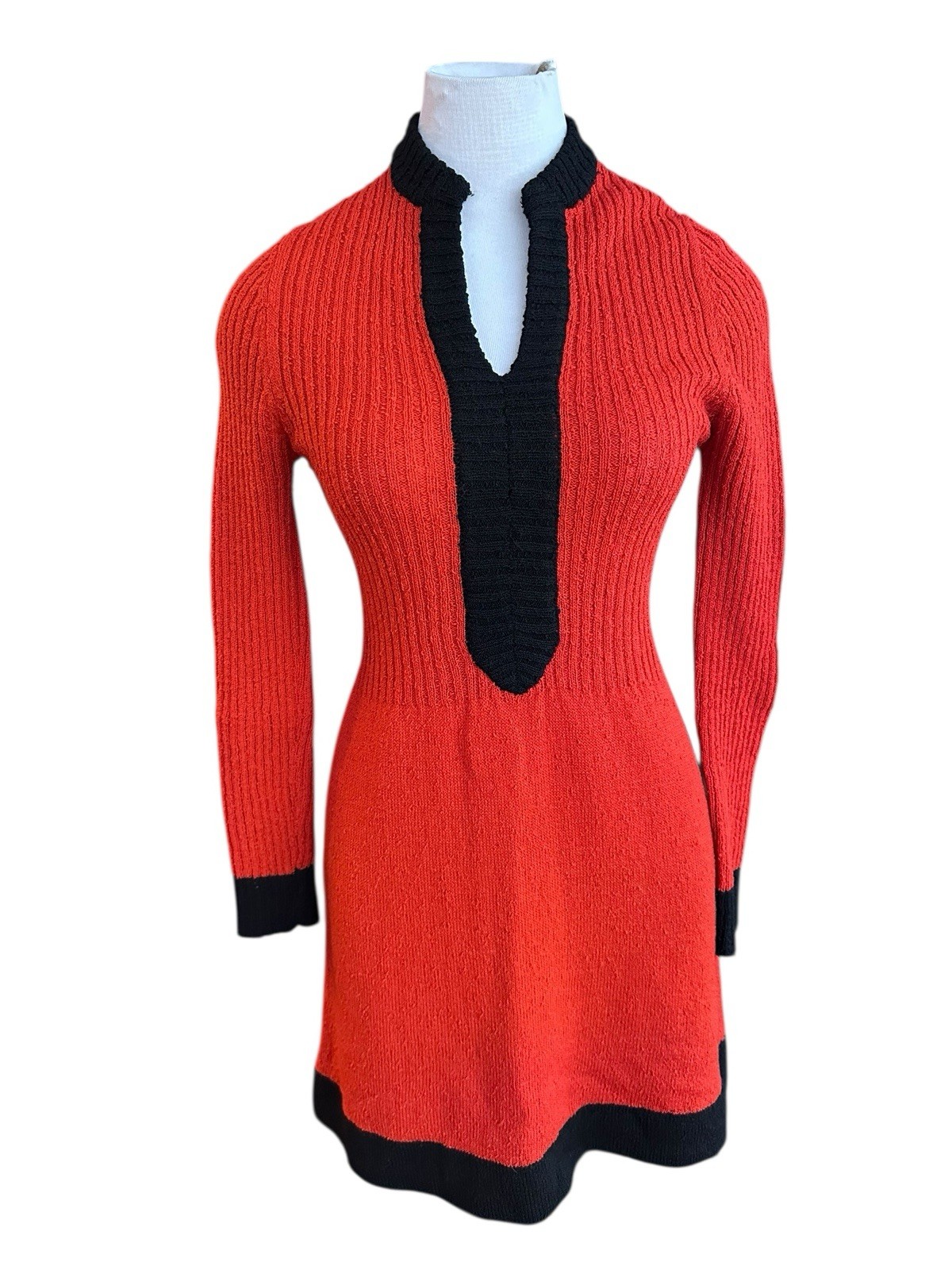 MOD FAB! Vintage 1960s Roncelli Wool Boucle Sweater Dress S/M