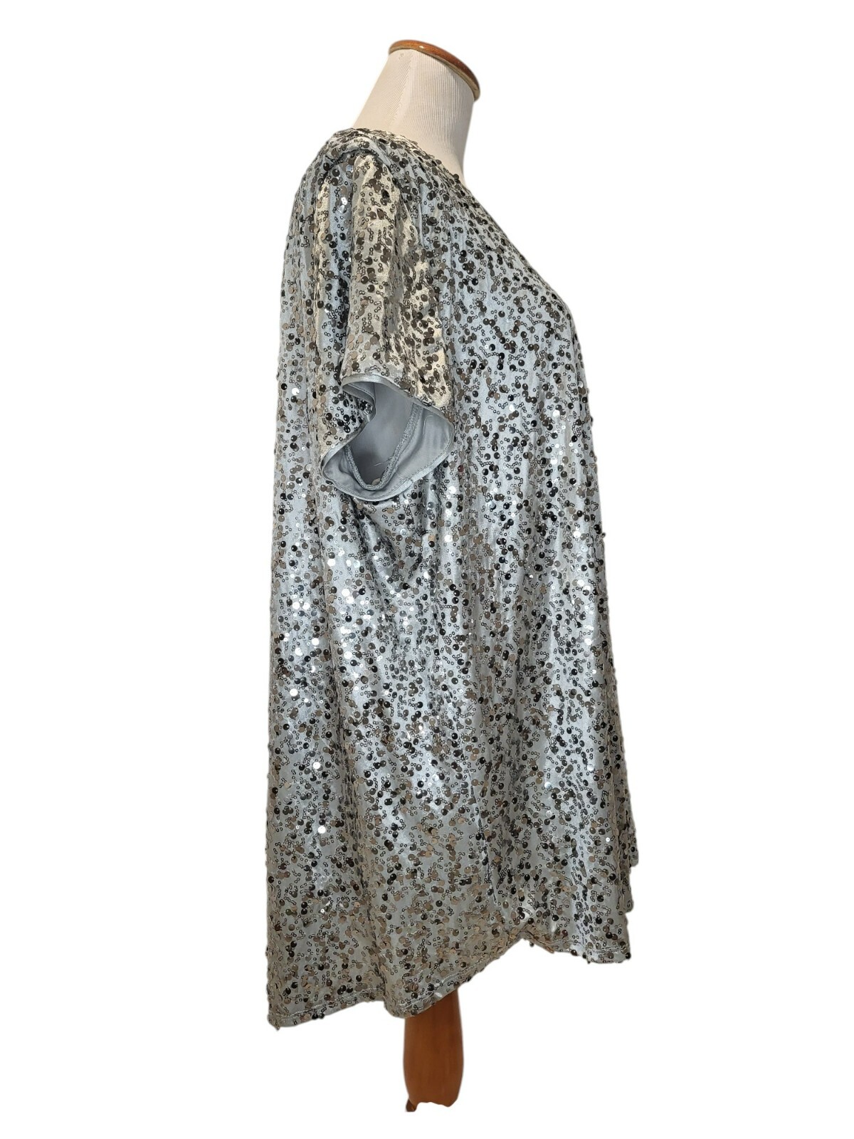 Vintage Roaman&rsquo;s Silver Sequin Sparkle Disco Glitter Glam Blouse Top Shirt 22W