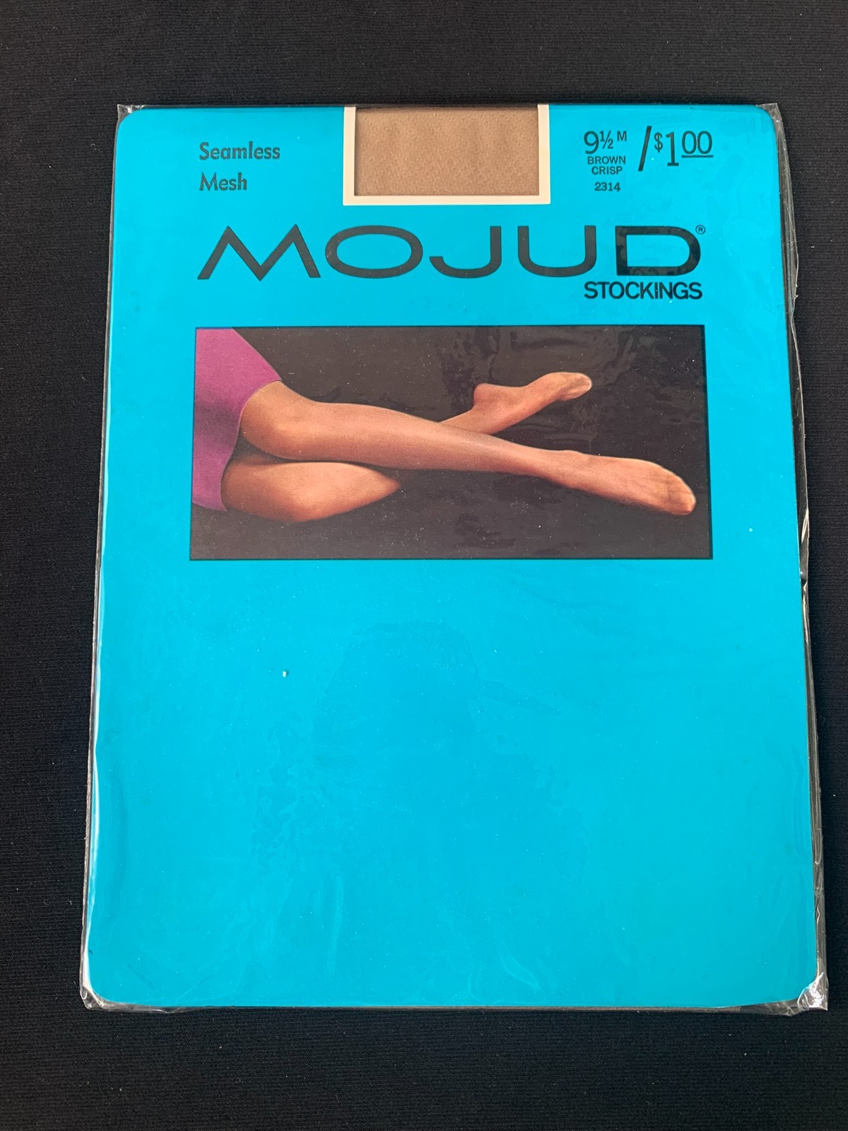 Vintage Mojud Nylon Stockings Seamless Mesh 9 1/2 M Brown Crisp