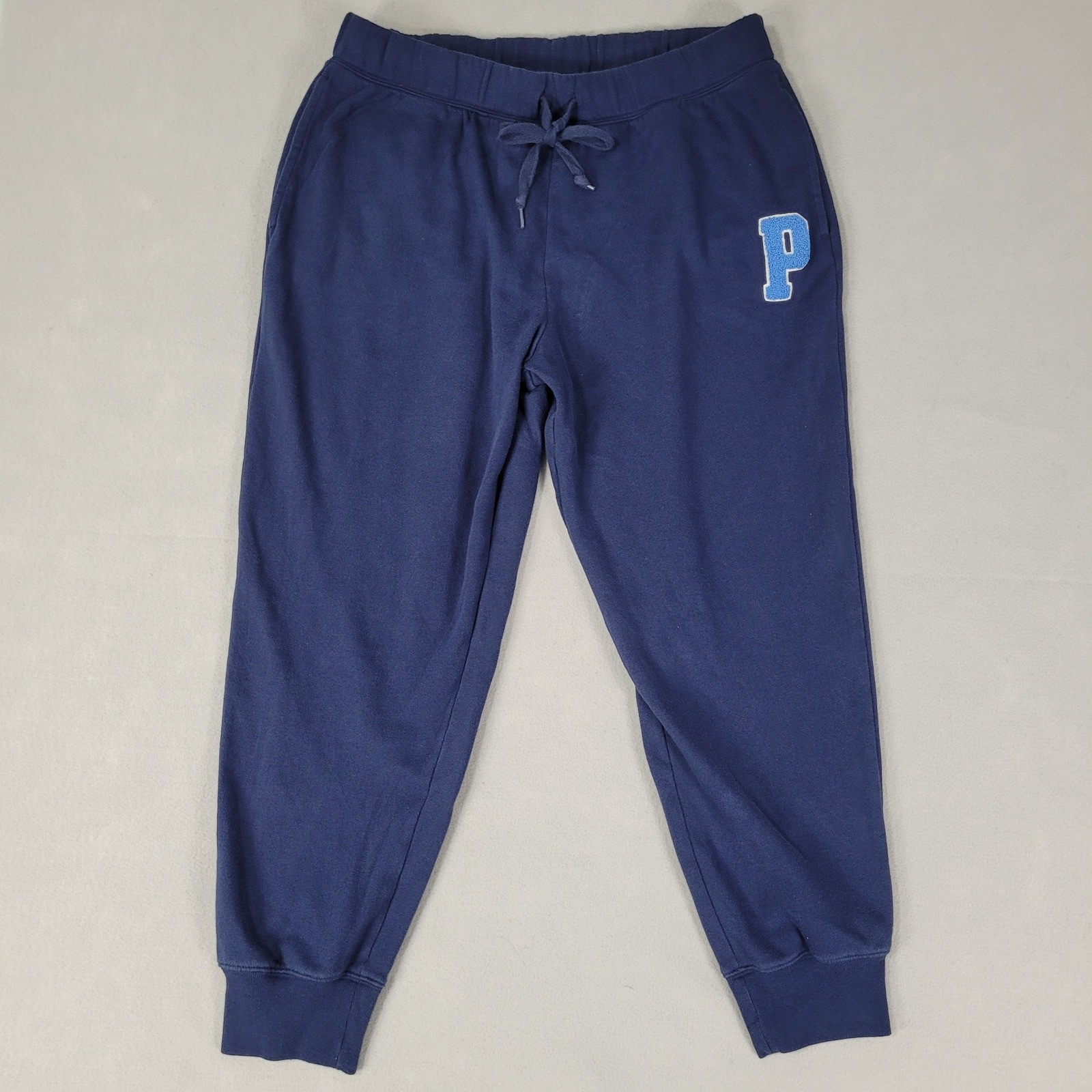 PINK Victoria&rsquo;s Secret Jogger Sweatpants Adult XL Navy Blue Fleece P Patch