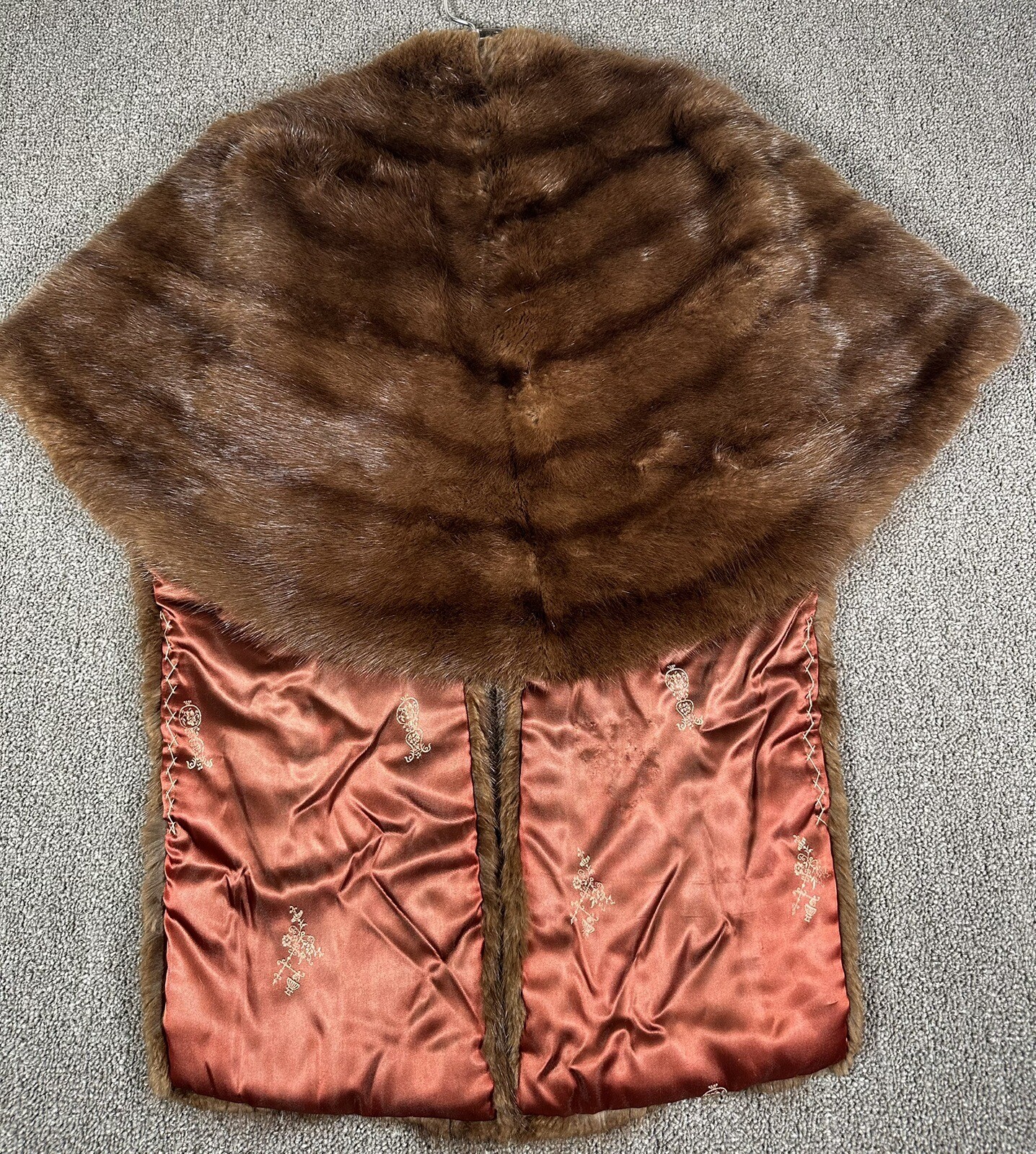 Woldenbergs Of Madison WI Fine Mink Fur Stole Wrap Shawl Sz Med/Lg Handmade VTG