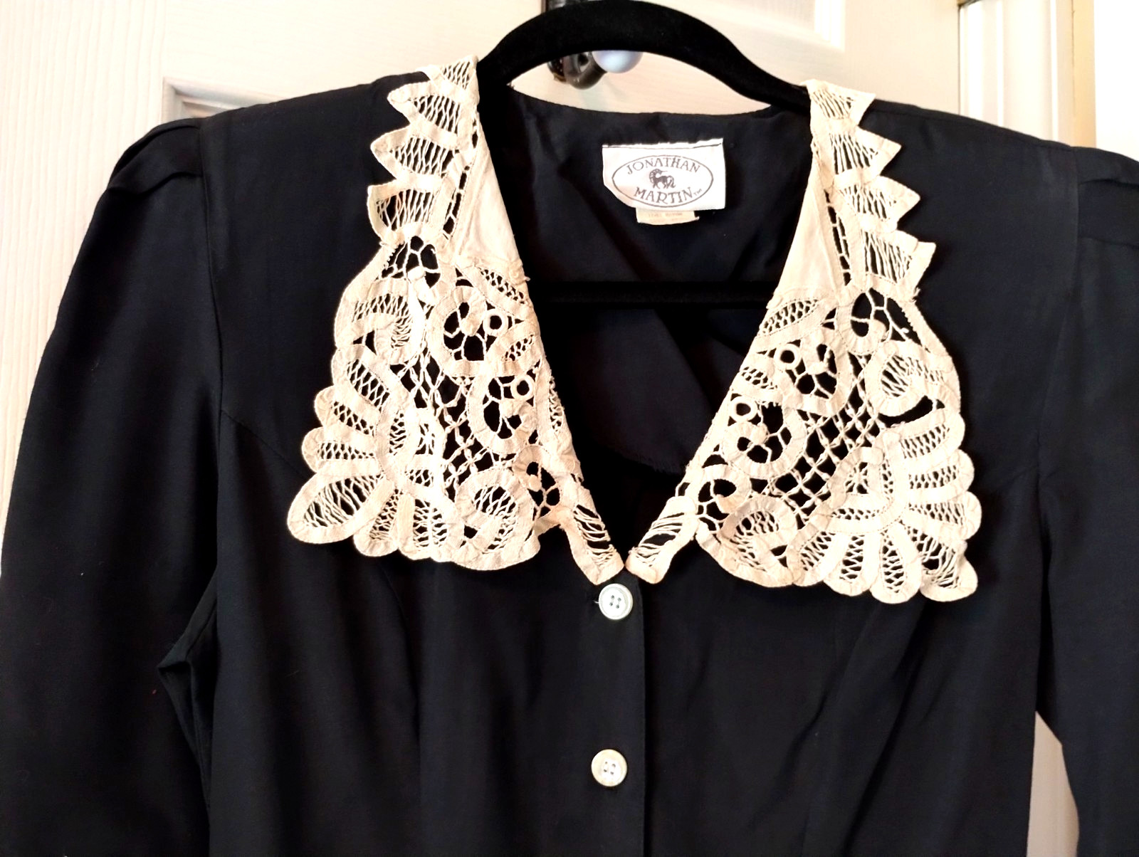 Vintage Classic Style JONATHAN MARTIN DRESS Lace Collar Sash Belt Size 5/6 USA