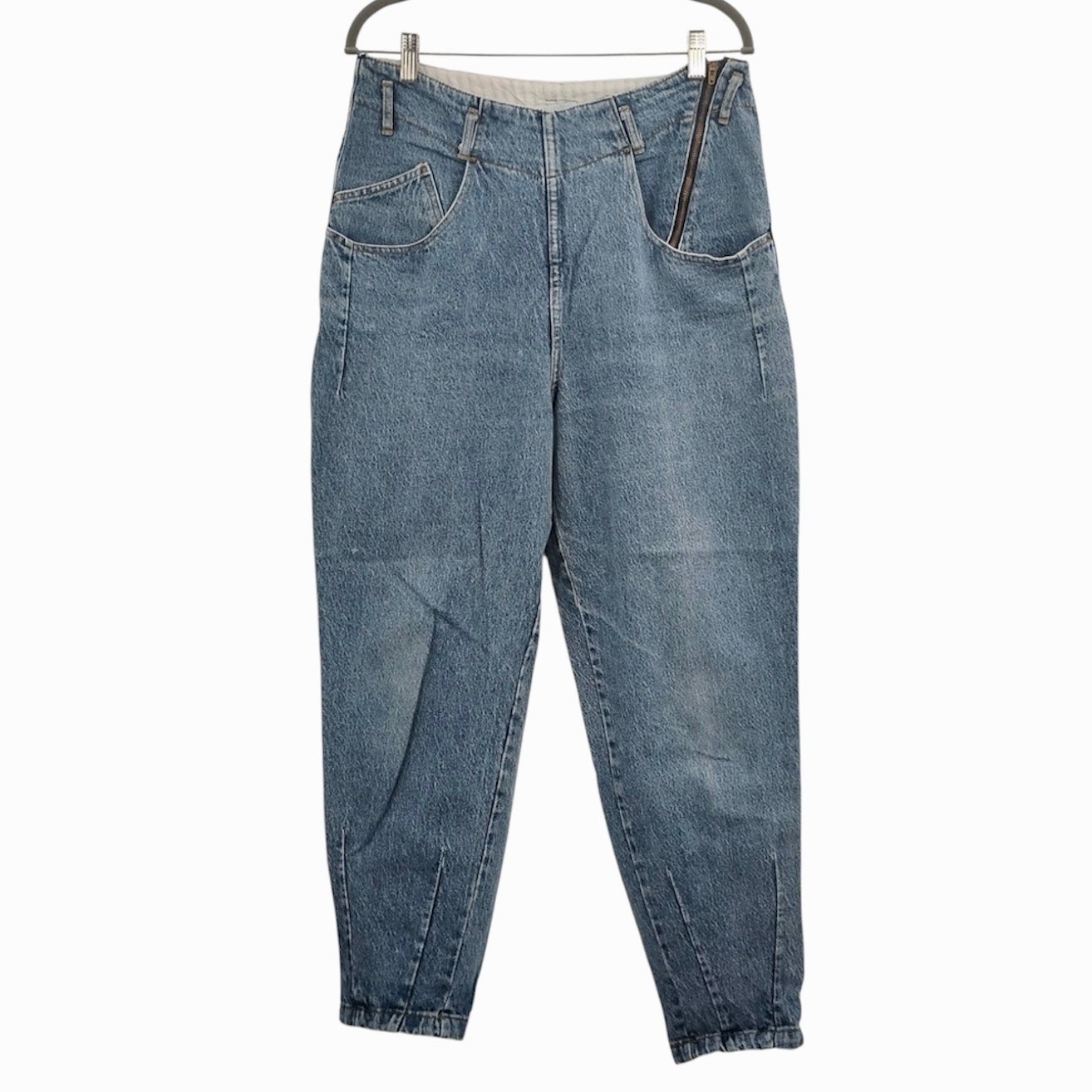 Vintage Unionbay 80s Barrel Leg Jeans Blue Side Zip Baggy Tapered Juniors 13