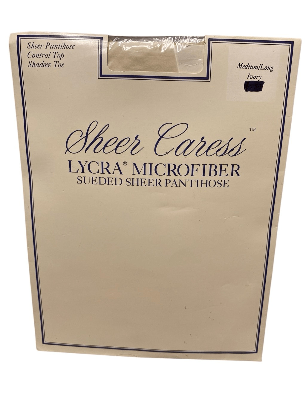 Sheer Caress Lycra Microfiber Pantyhose Ivory Med Large Sueded Sheer Control Top